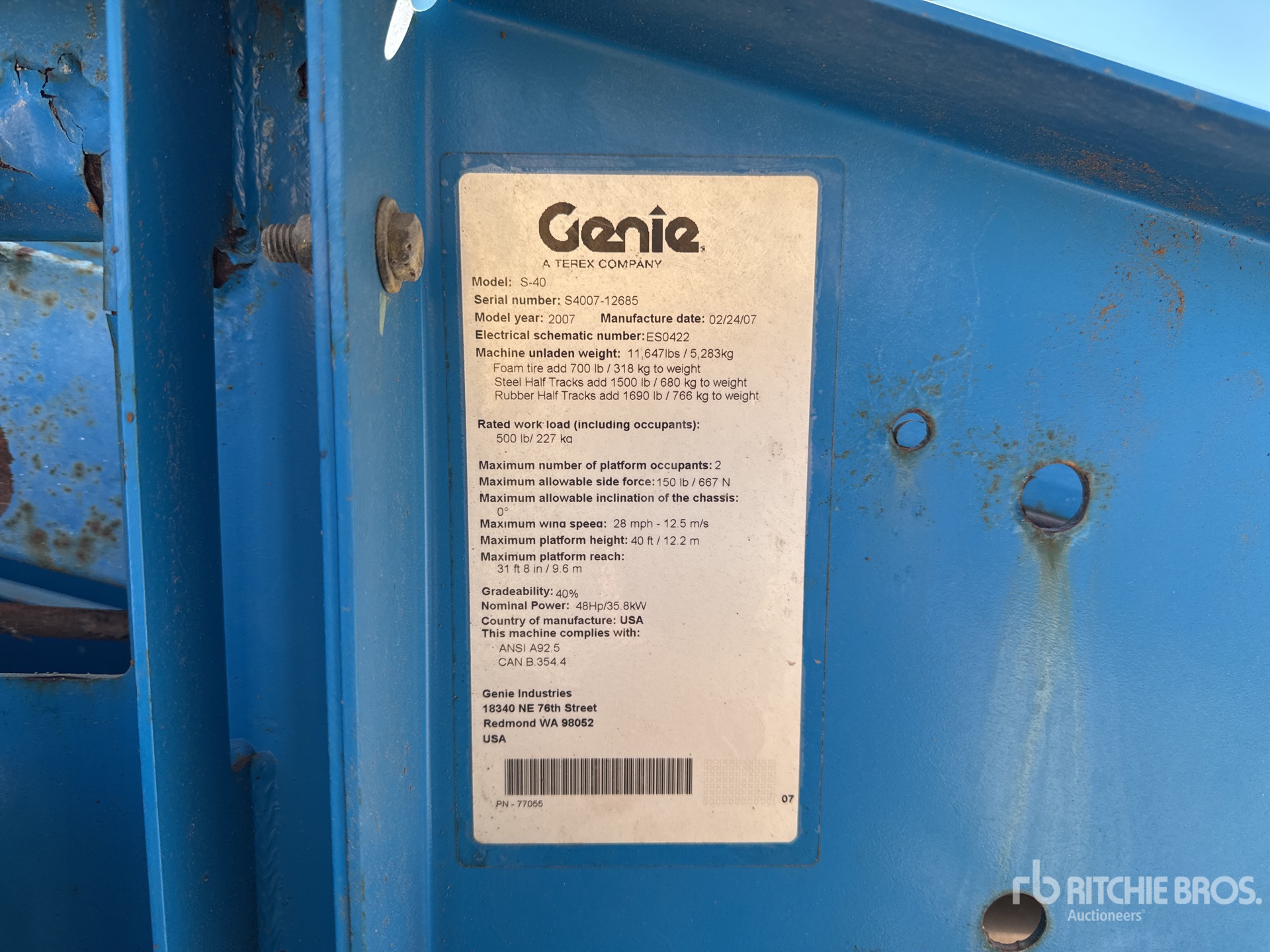 General Appearance with Serial Number / VIN