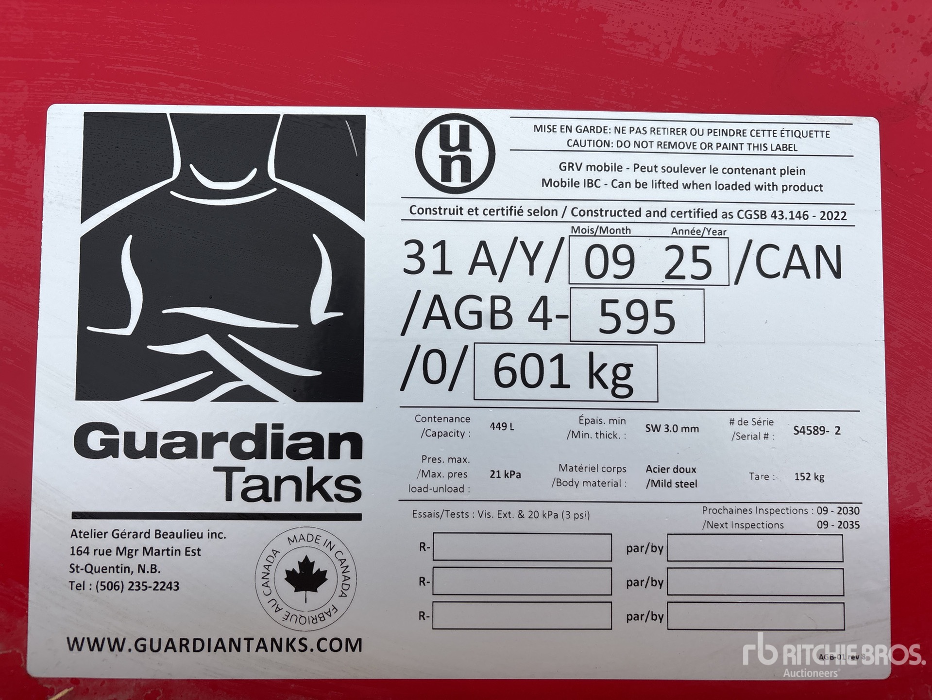 General Appearance with Serial Number / VIN