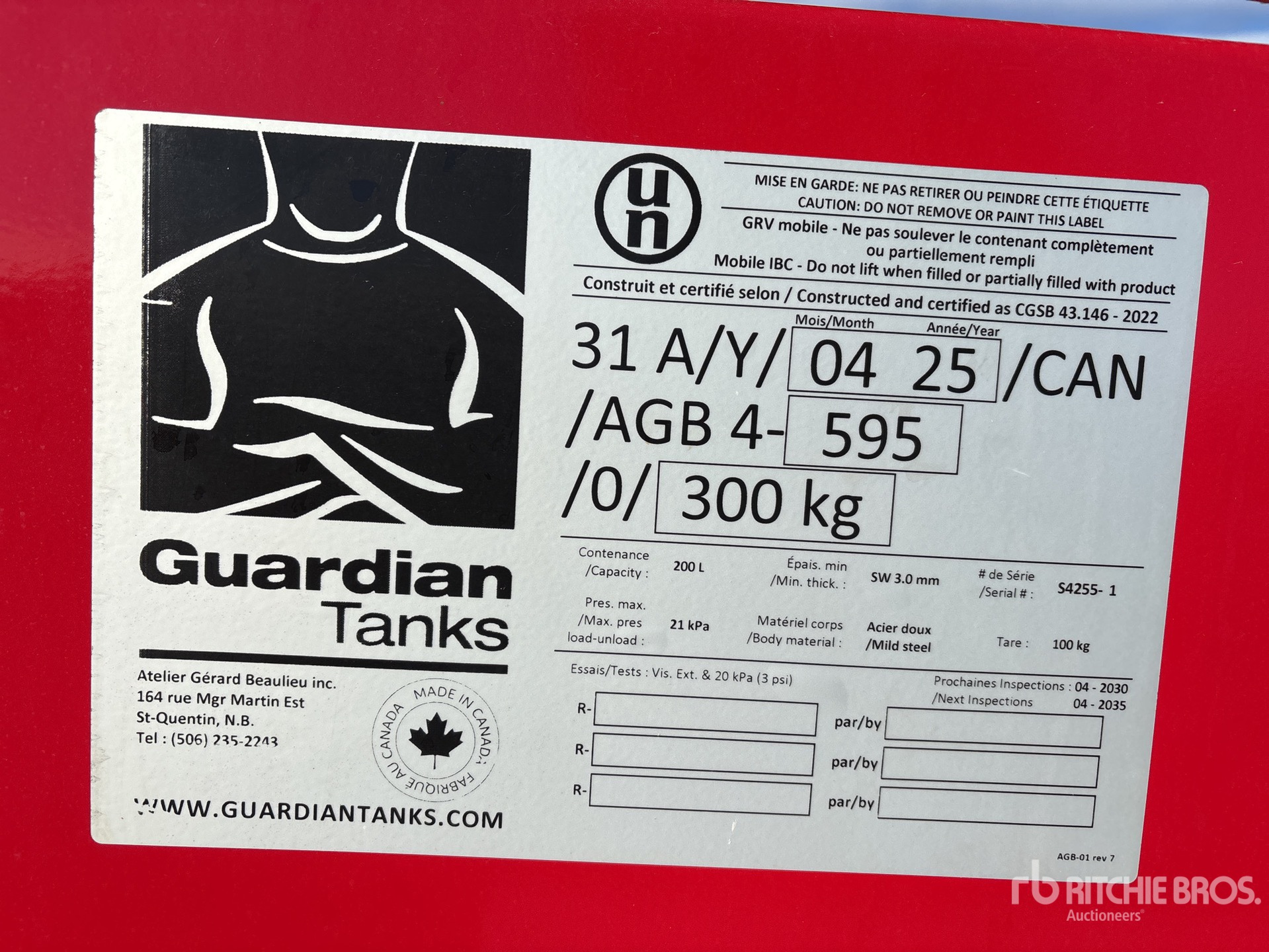 General Appearance with Serial Number / VIN