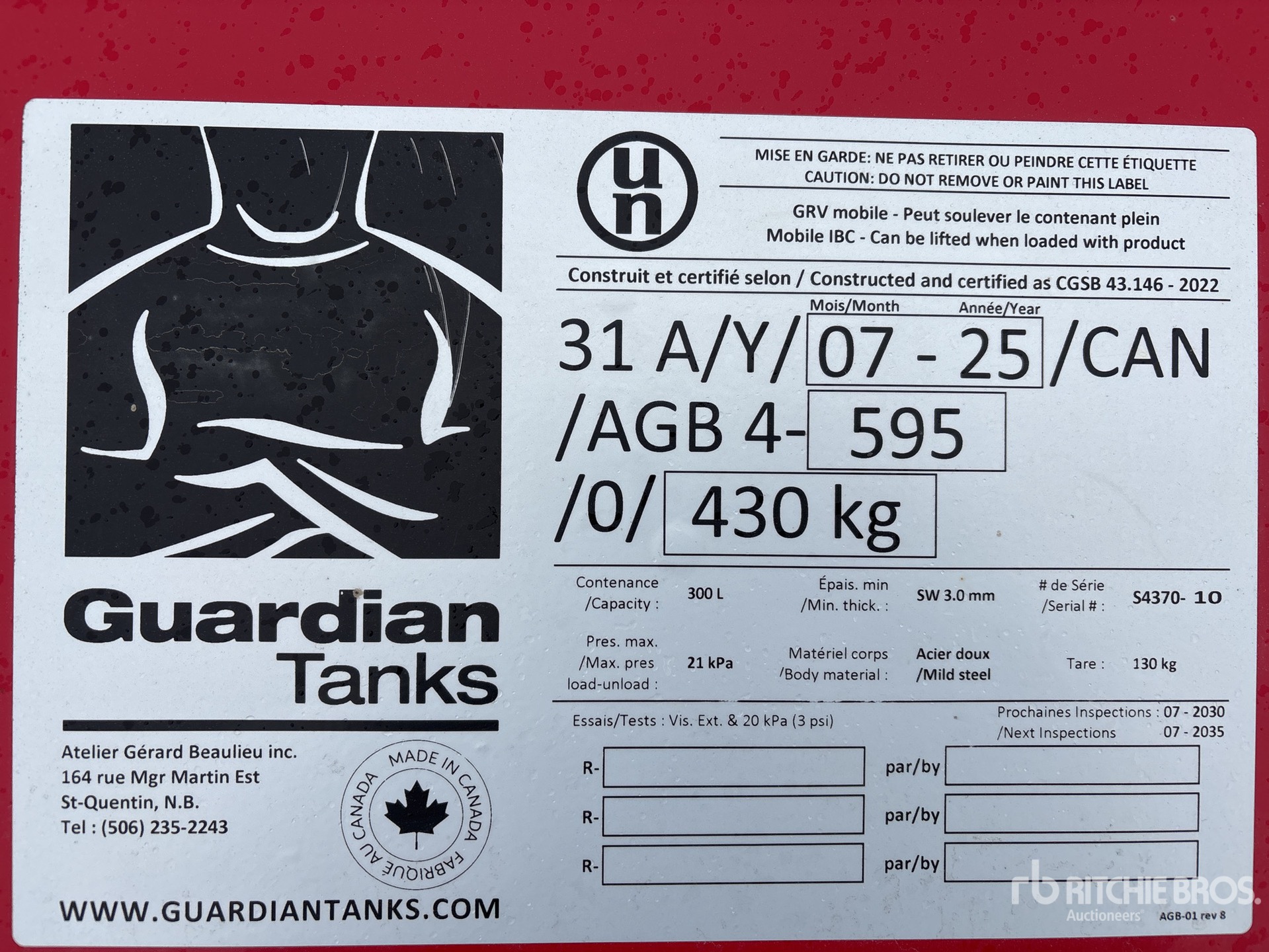 General Appearance with Serial Number / VIN