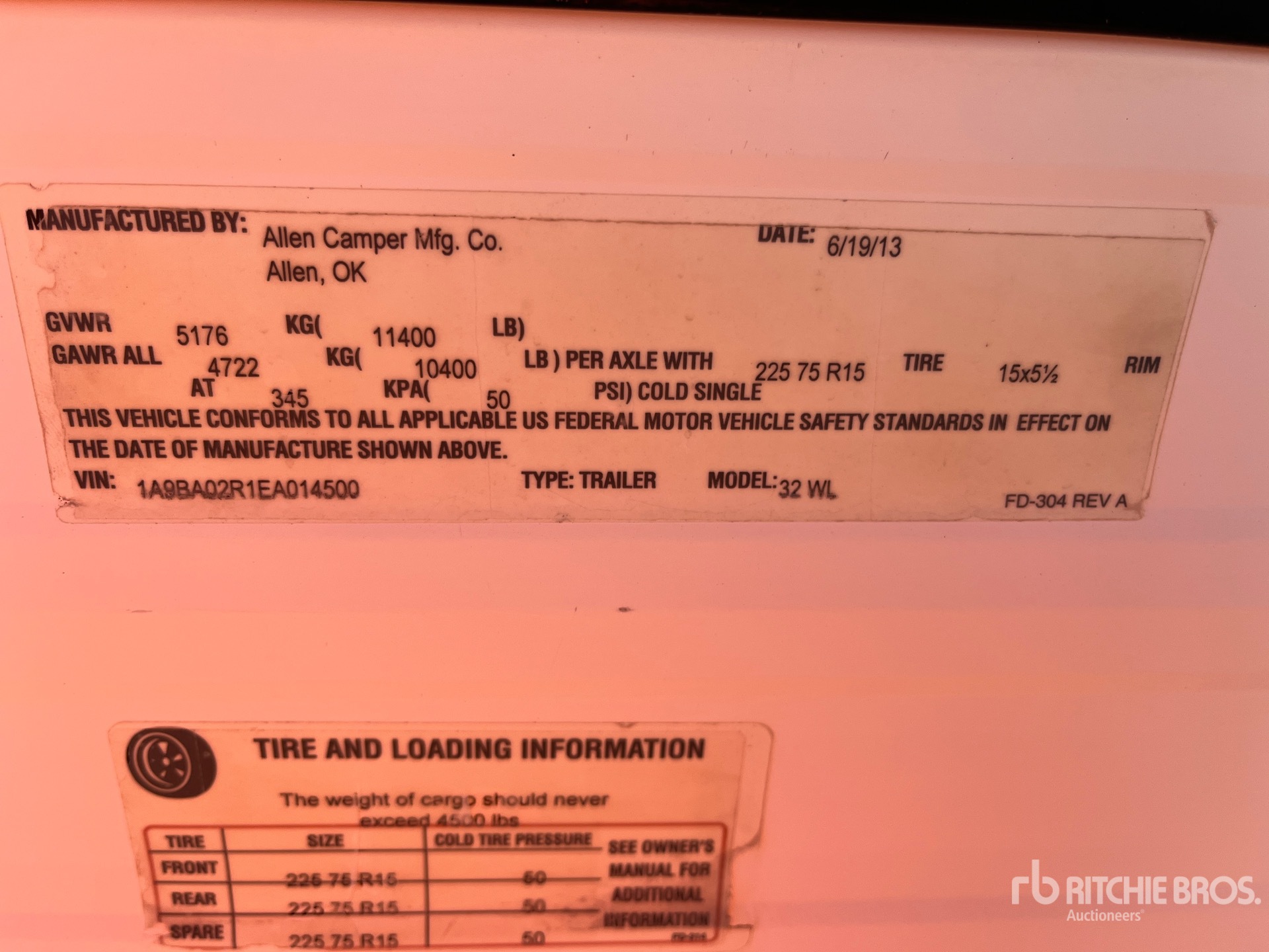 General Appearance with Serial Number / VIN