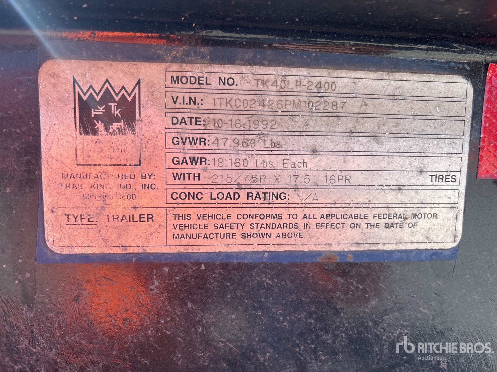 General Appearance with Serial Number / VIN