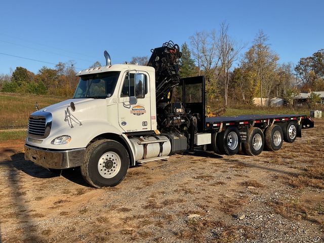 2010 Hiab 322 E-5 Hipro 20500 lb Knuckle Boom on 2011 Freightliner Columbia 112 10x4 Flatbed Truck with Crane