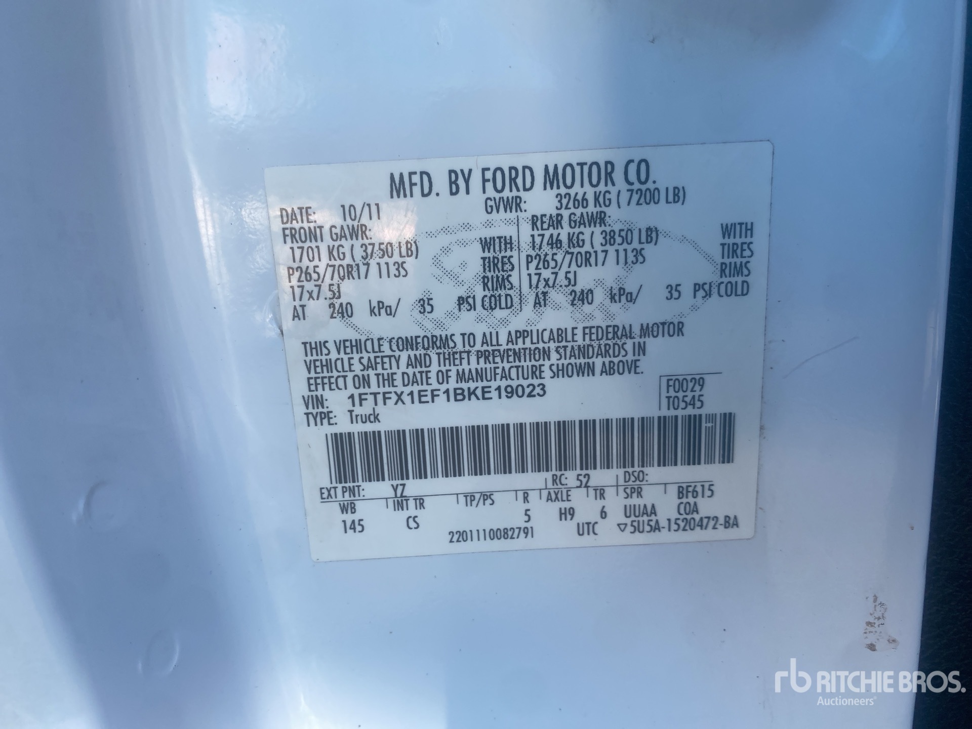 General Appearance with Serial Number / VIN