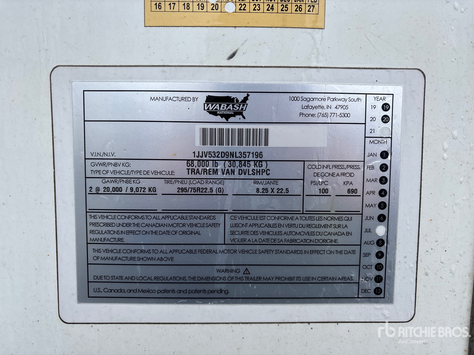 General Appearance with Serial Number / VIN