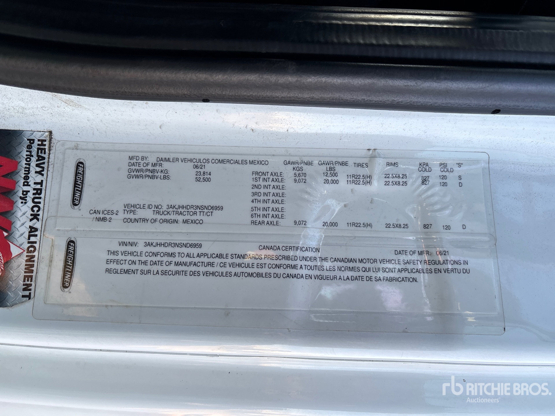 General Appearance with Serial Number / VIN