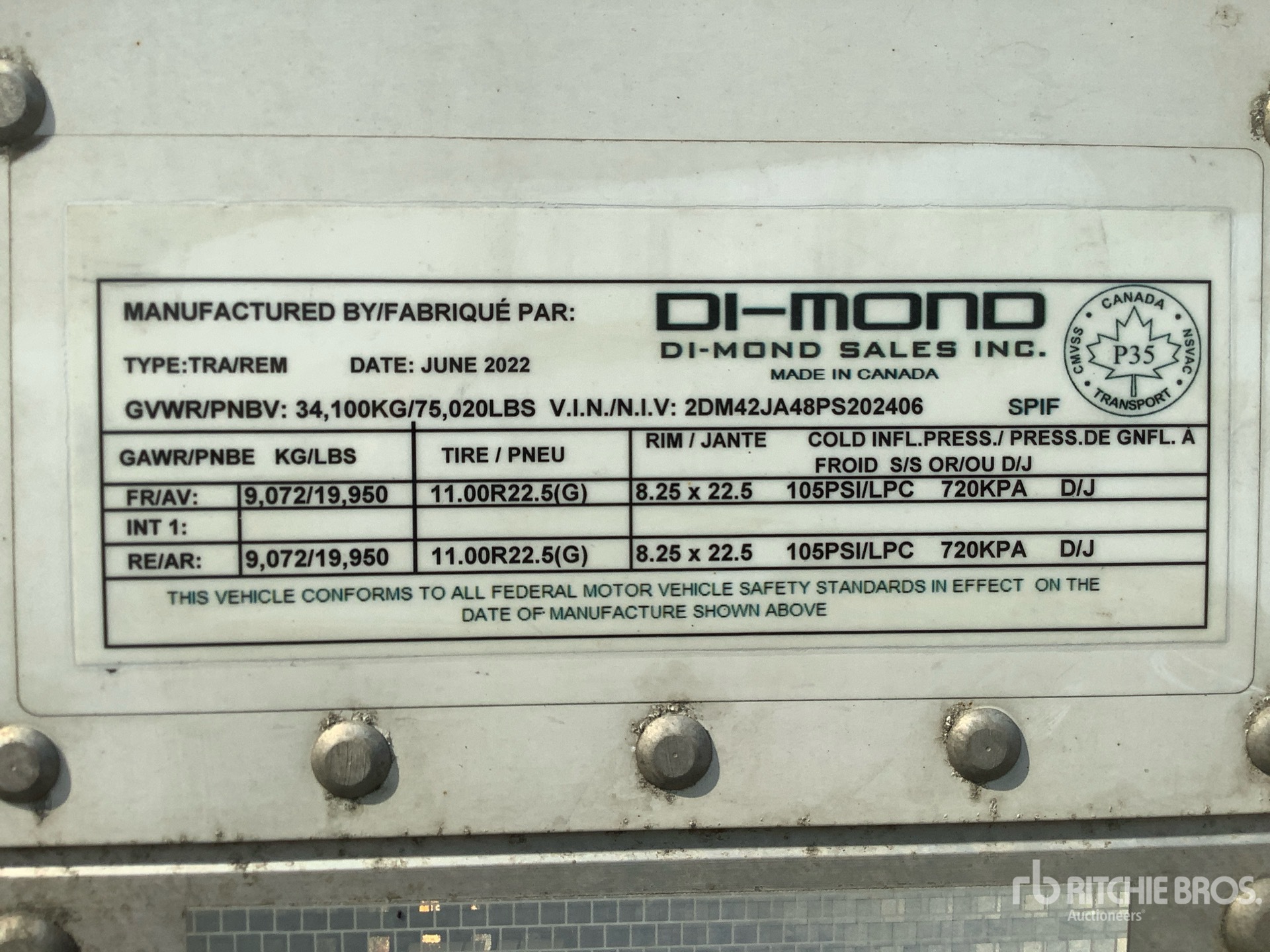General Appearance with Serial Number / VIN