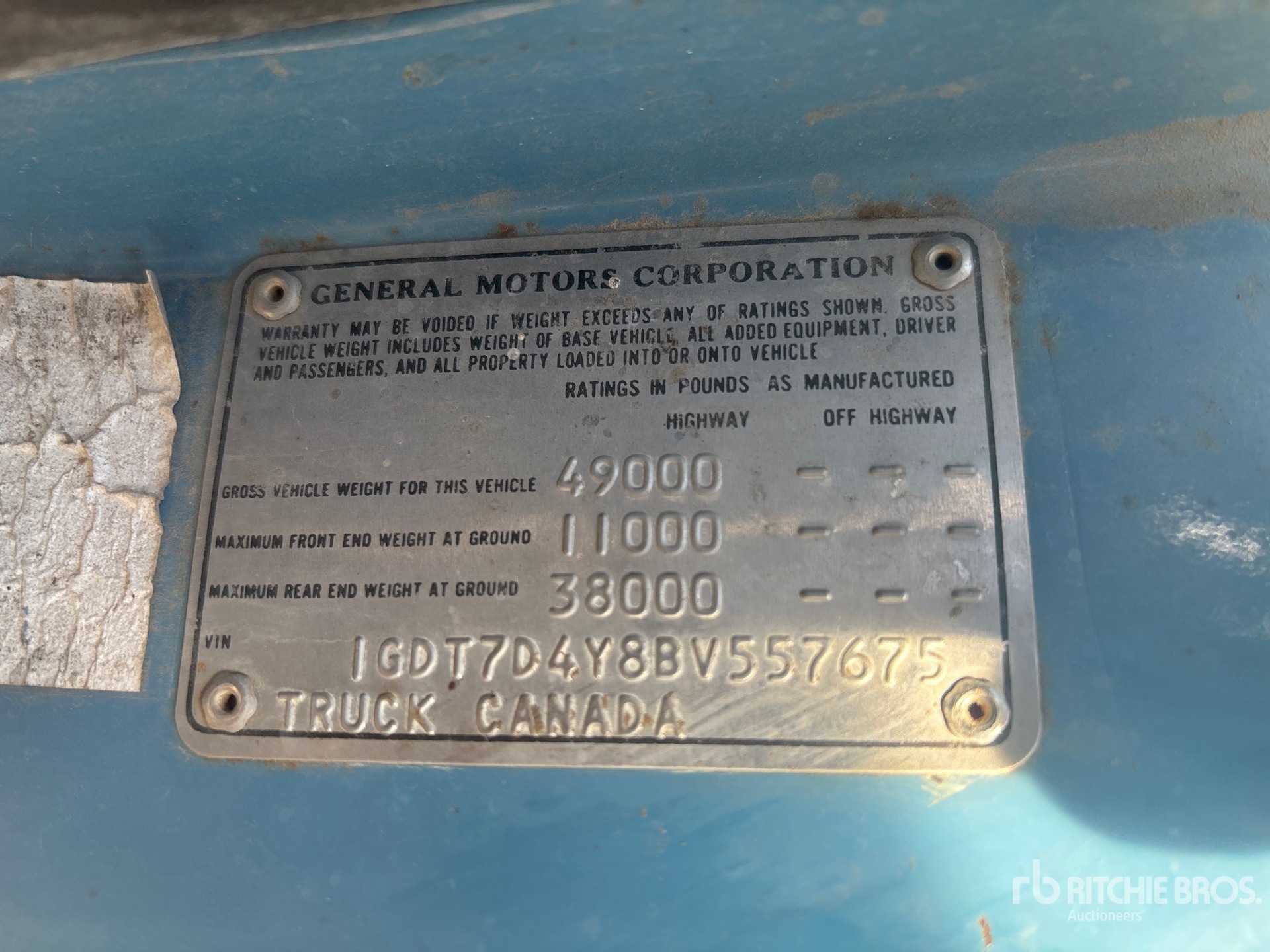 General Appearance with Serial Number / VIN