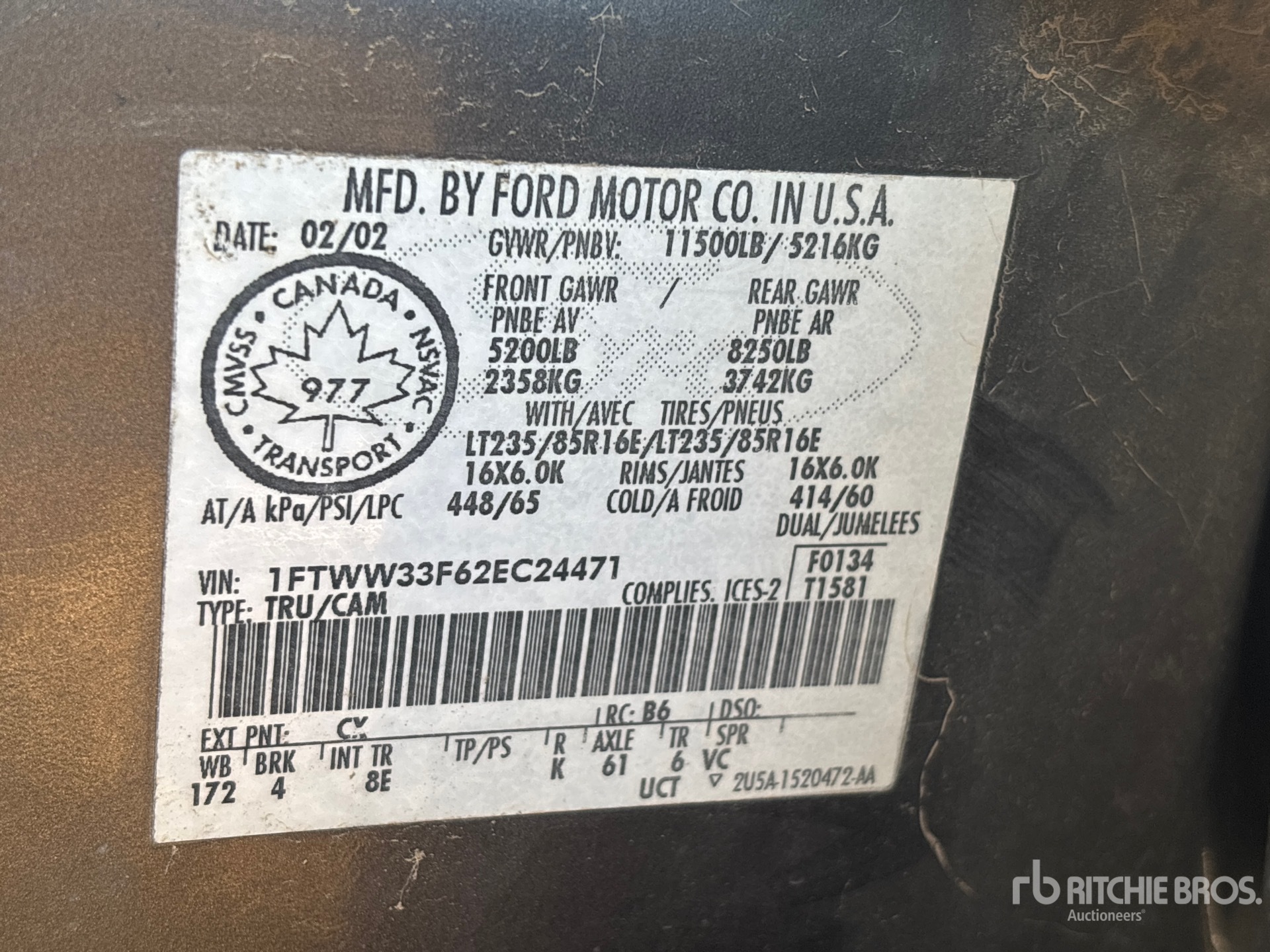 General Appearance with Serial Number / VIN