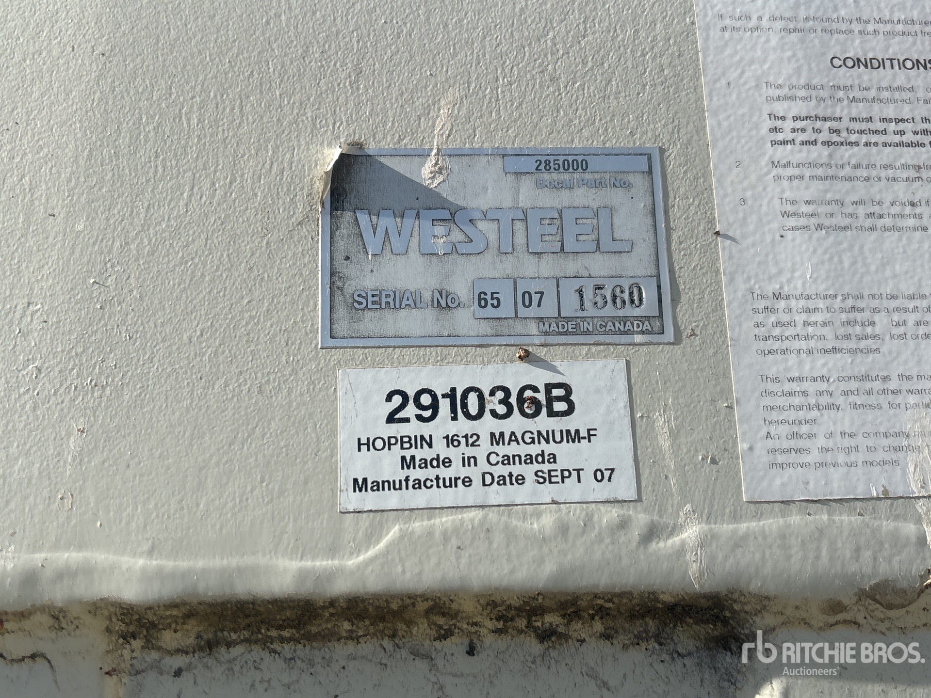 General Appearance with Serial Number / VIN