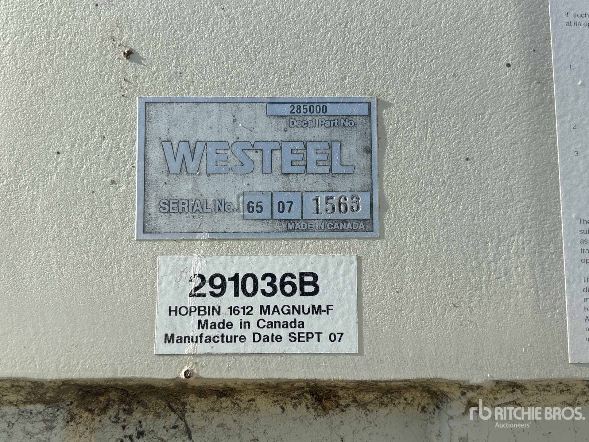 General Appearance with Serial Number / VIN