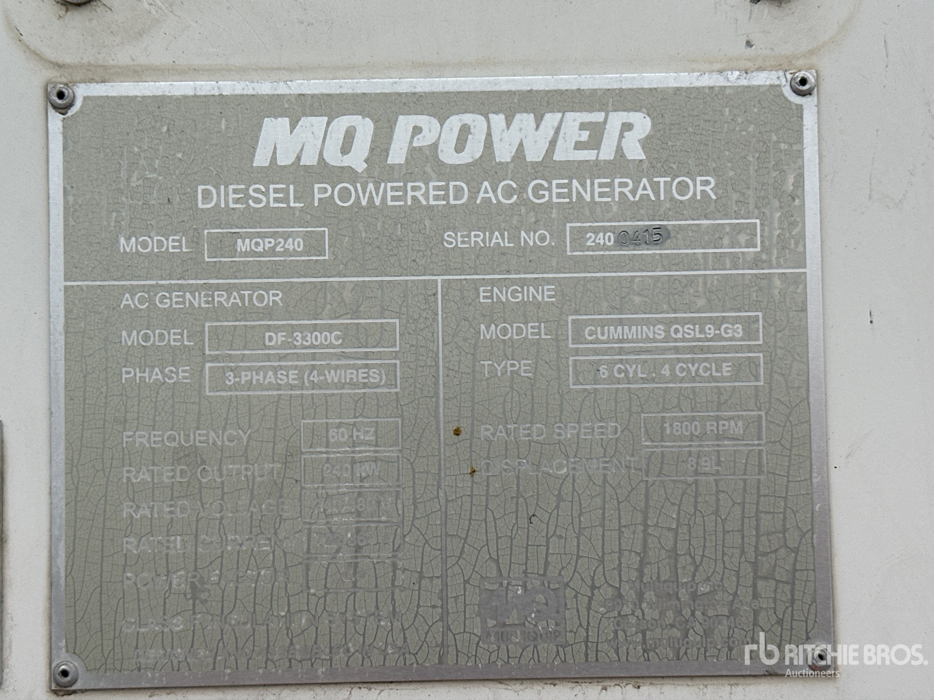 General Appearance with Serial Number / VIN