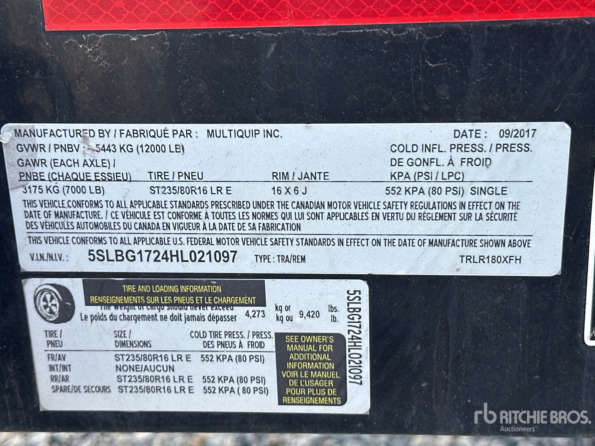 General Appearance with Serial Number / VIN