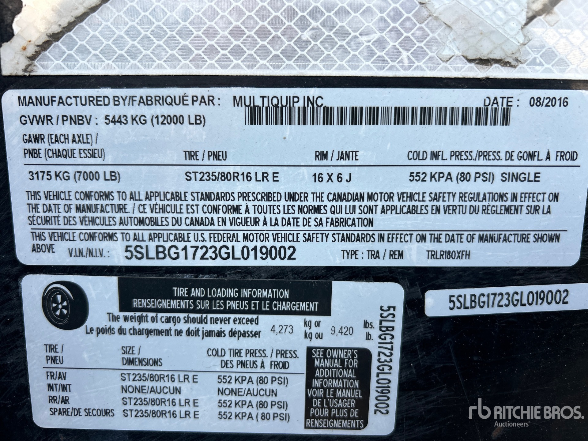 General Appearance with Serial Number / VIN