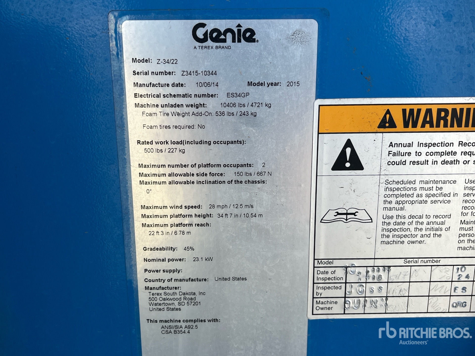 General Appearance with Serial Number / VIN