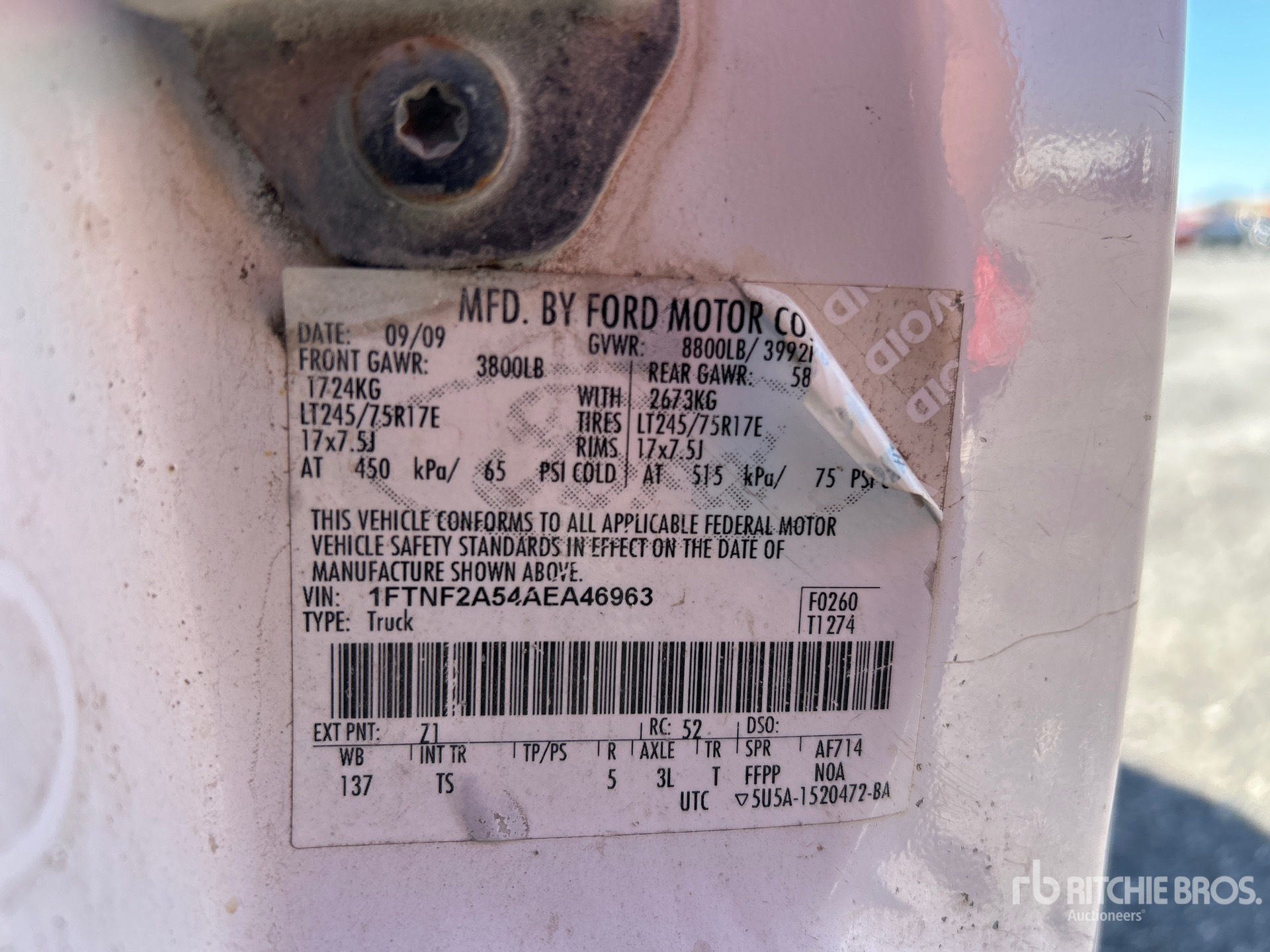 General Appearance with Serial Number / VIN