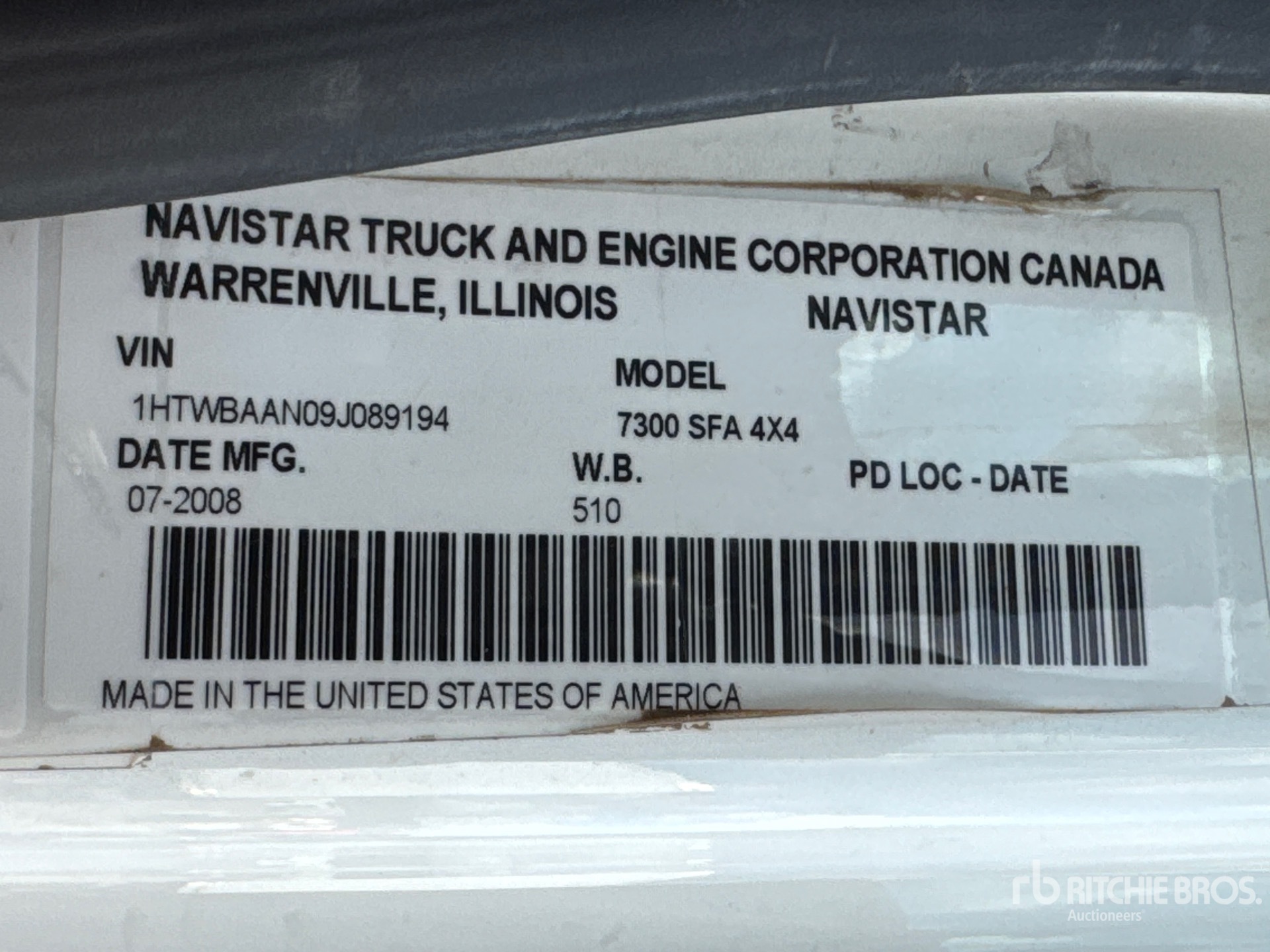 General Appearance with Serial Number / VIN