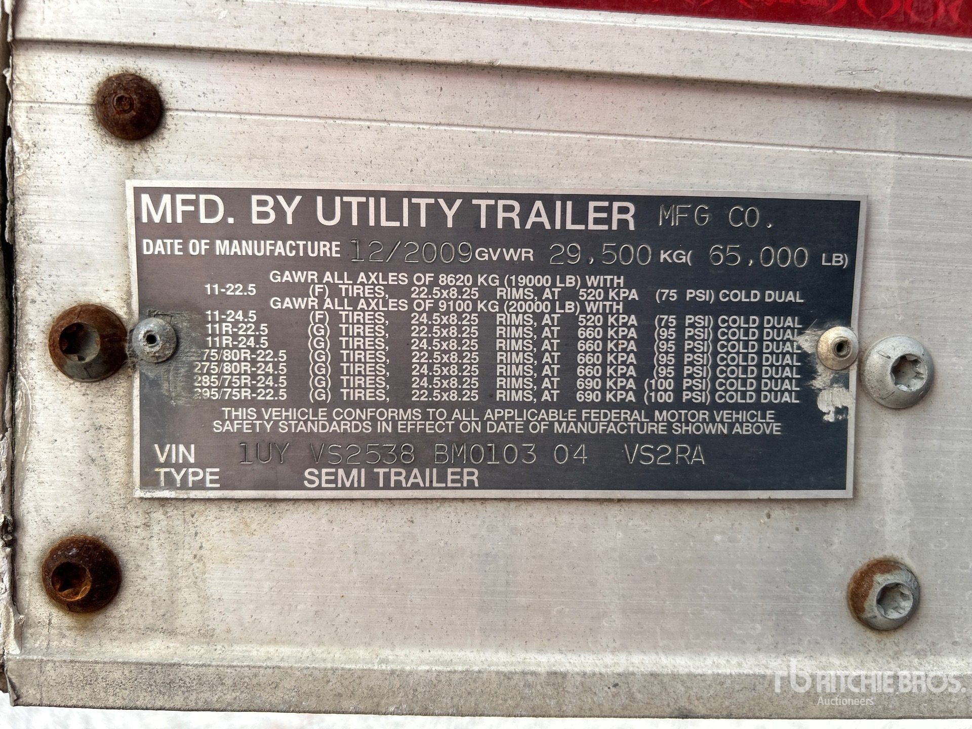 General Appearance with Serial Number / VIN