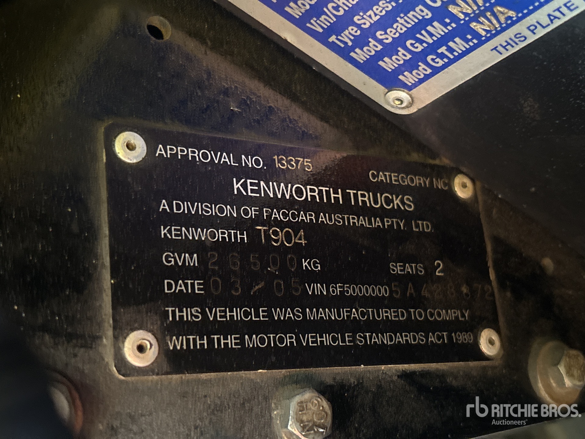 General Appearance with Serial Number / VIN