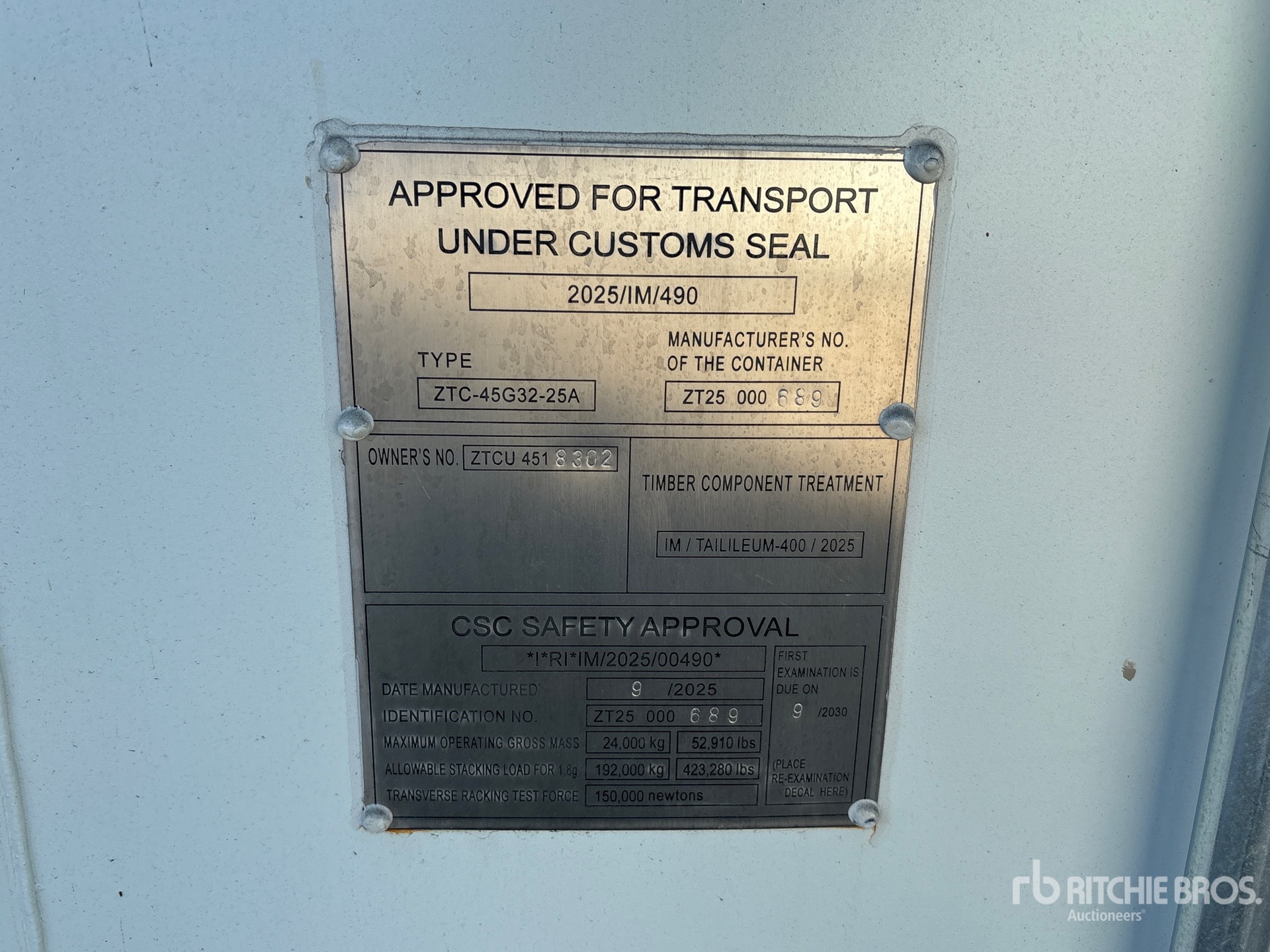 General Appearance with Serial Number / VIN