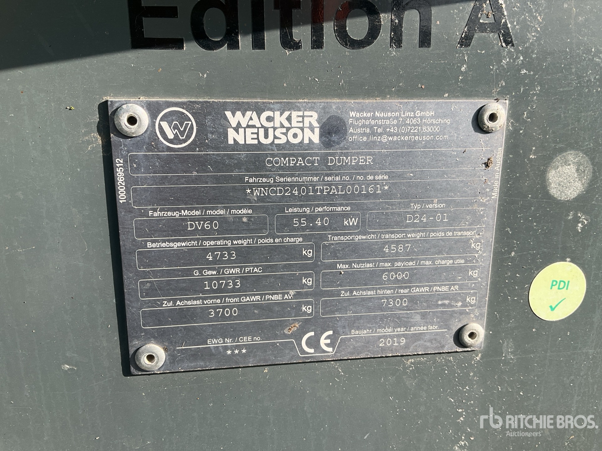General Appearance with Serial Number / VIN