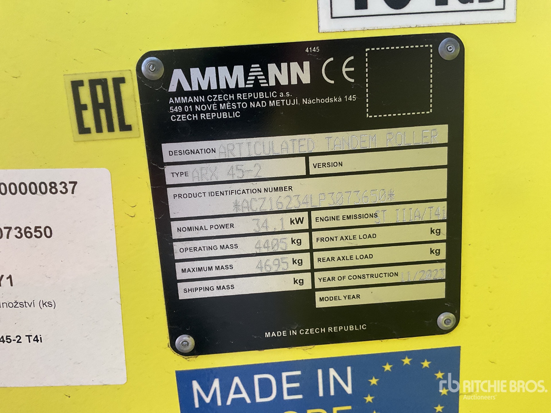 General Appearance with Serial Number / VIN