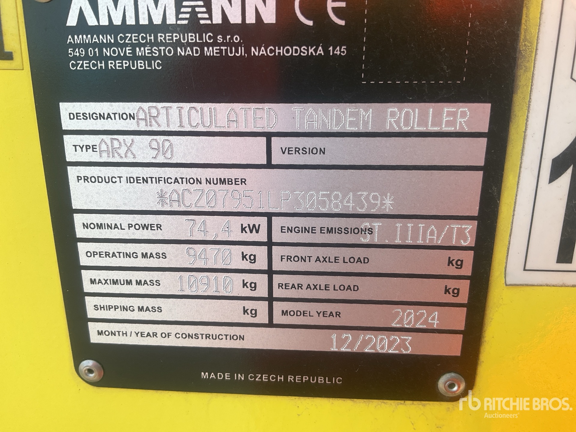 General Appearance with Serial Number / VIN