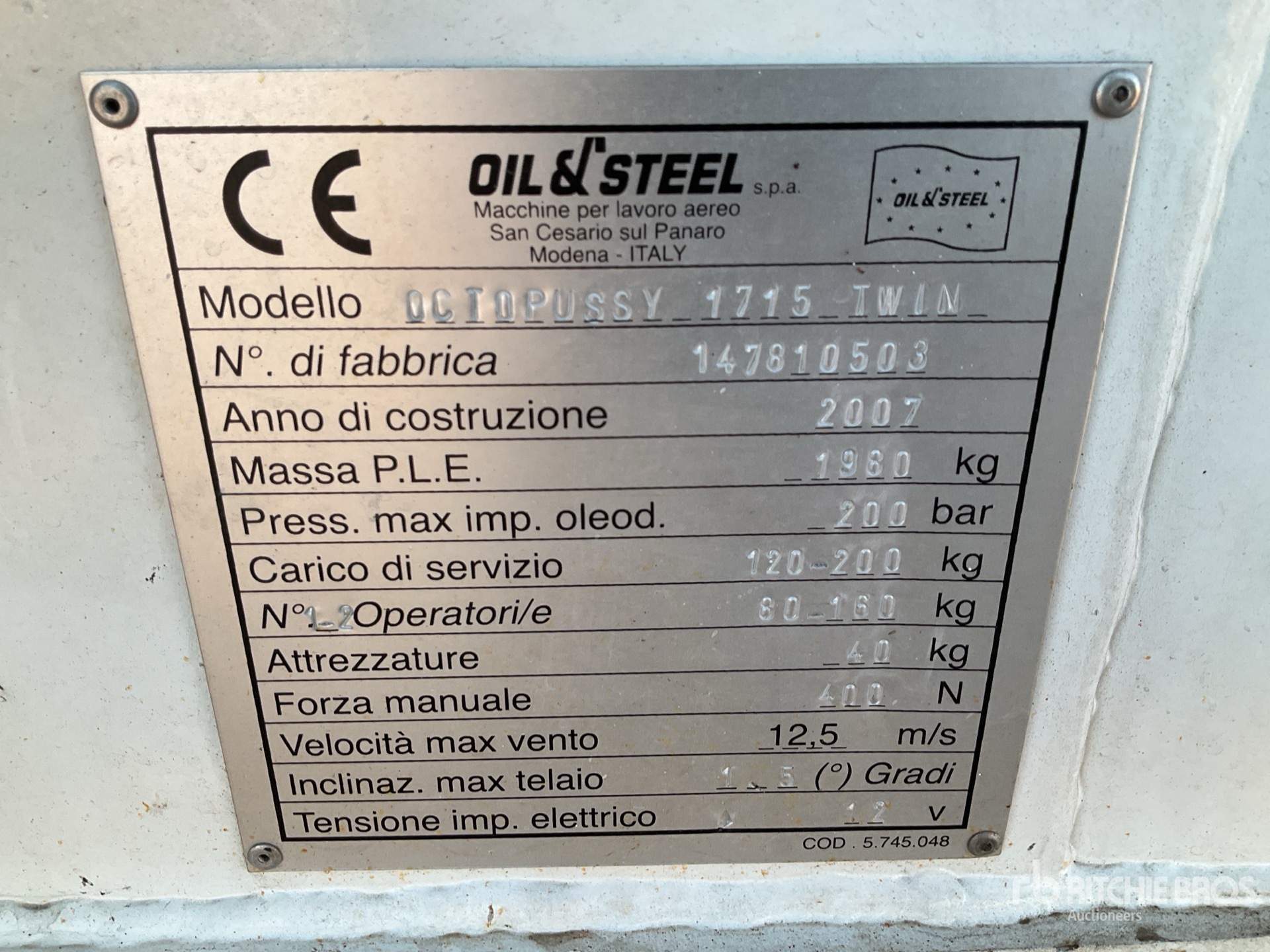 General Appearance with Serial Number / VIN