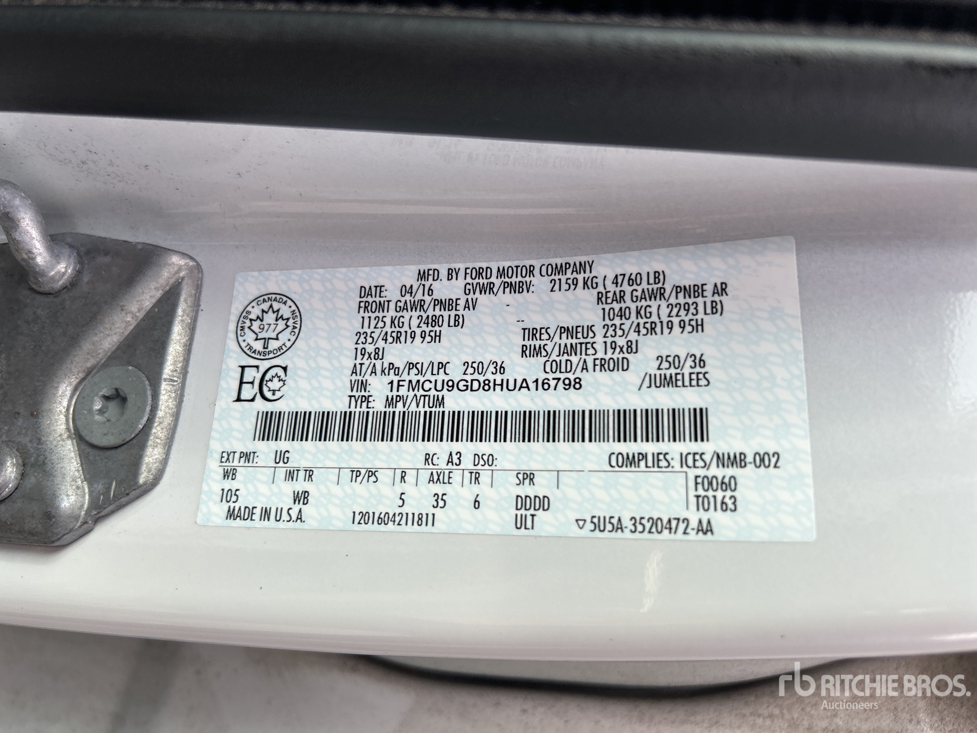 General Appearance with Serial Number / VIN