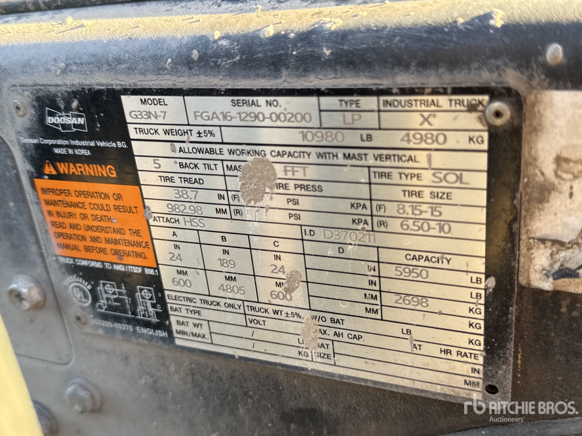 General Appearance with Serial Number / VIN