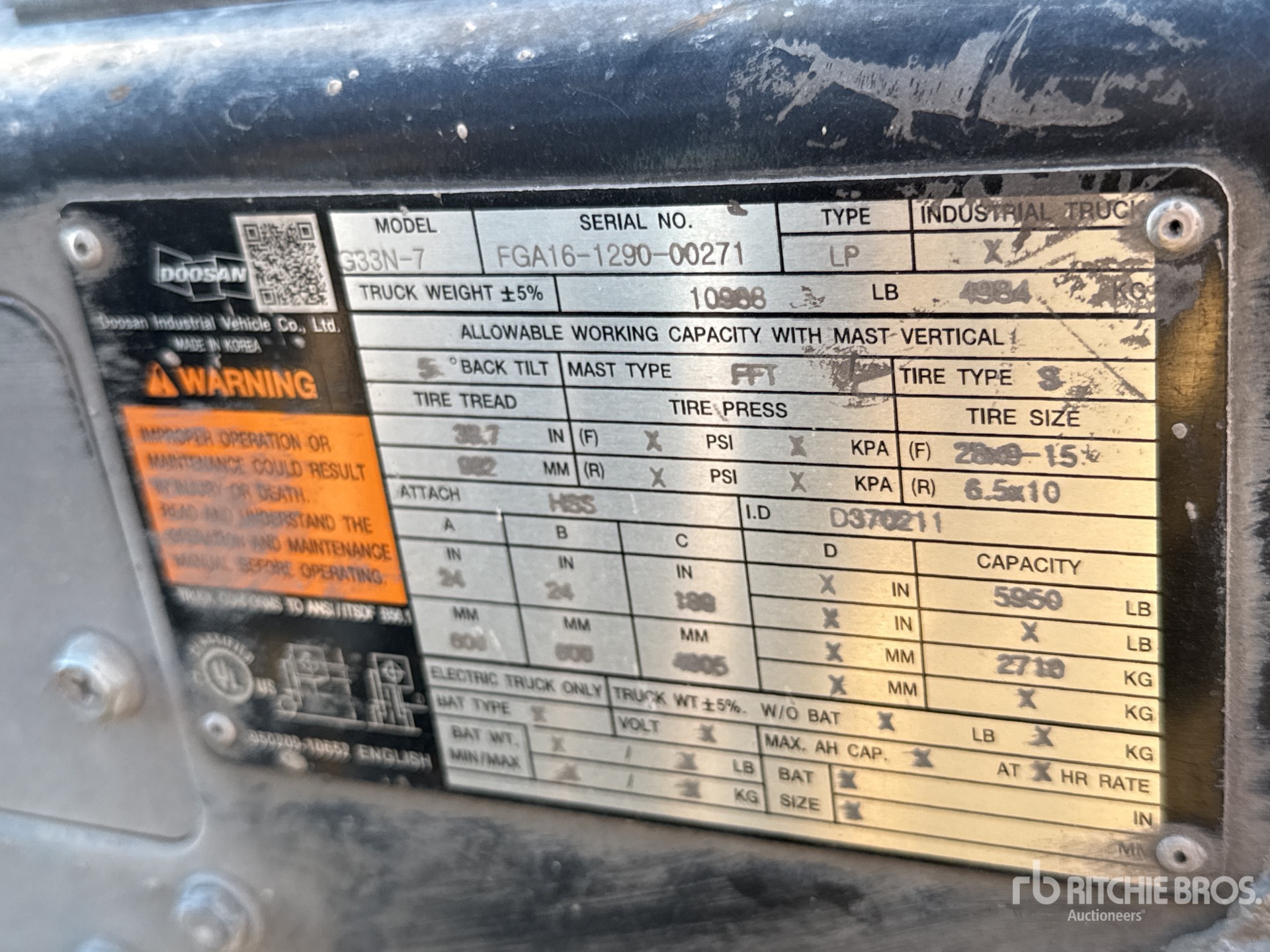 General Appearance with Serial Number / VIN