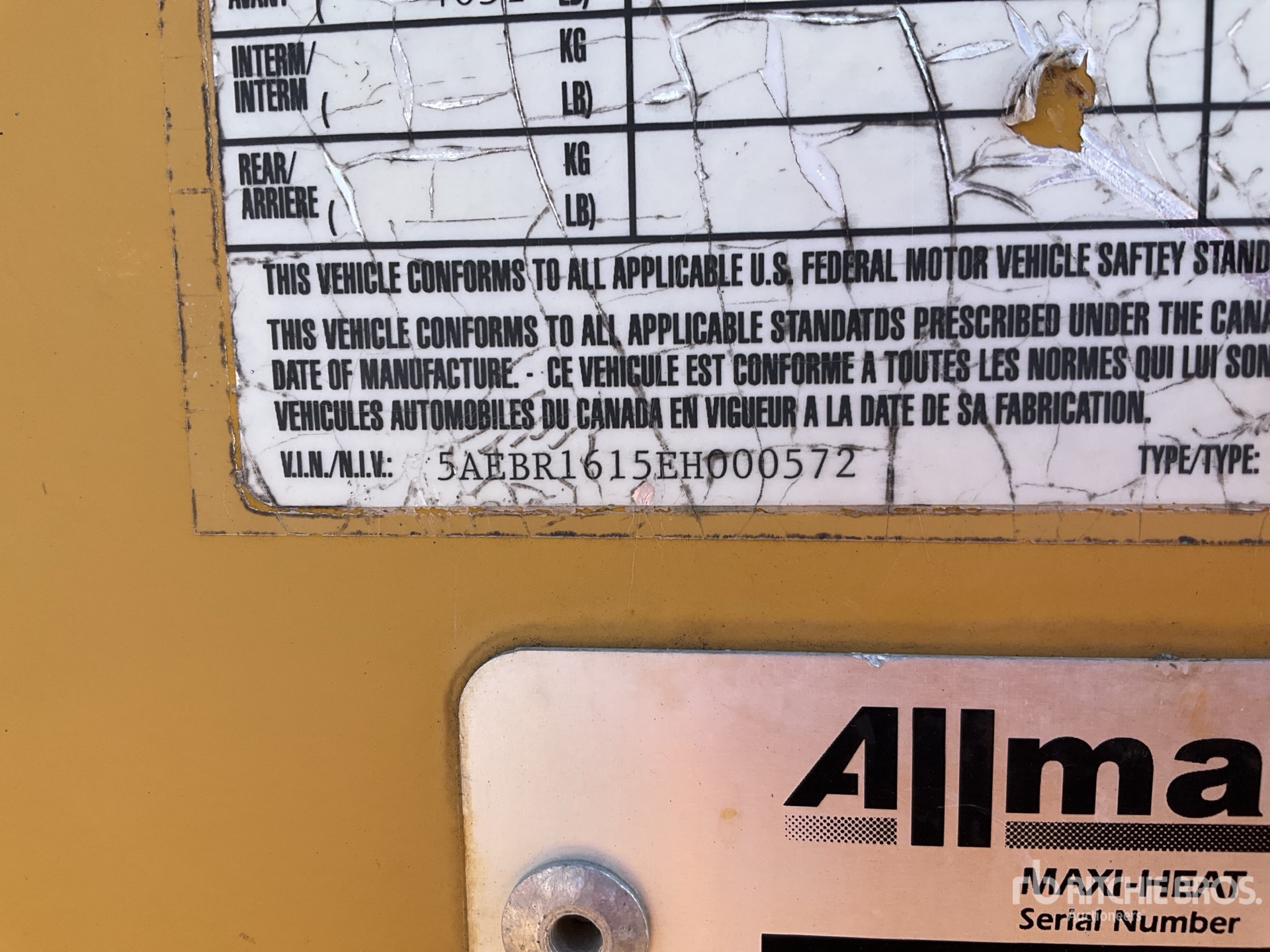 General Appearance with Serial Number / VIN