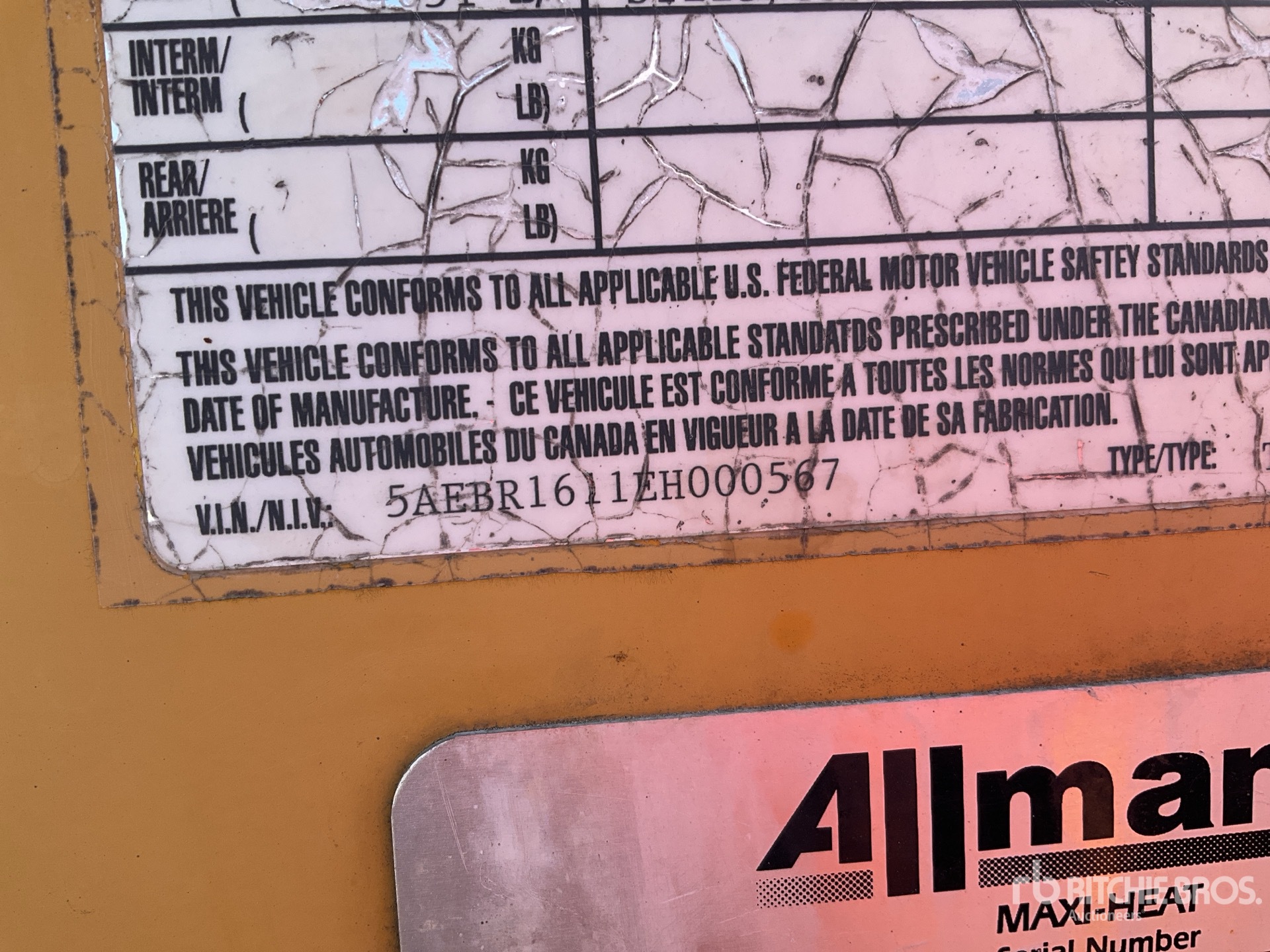 General Appearance with Serial Number / VIN