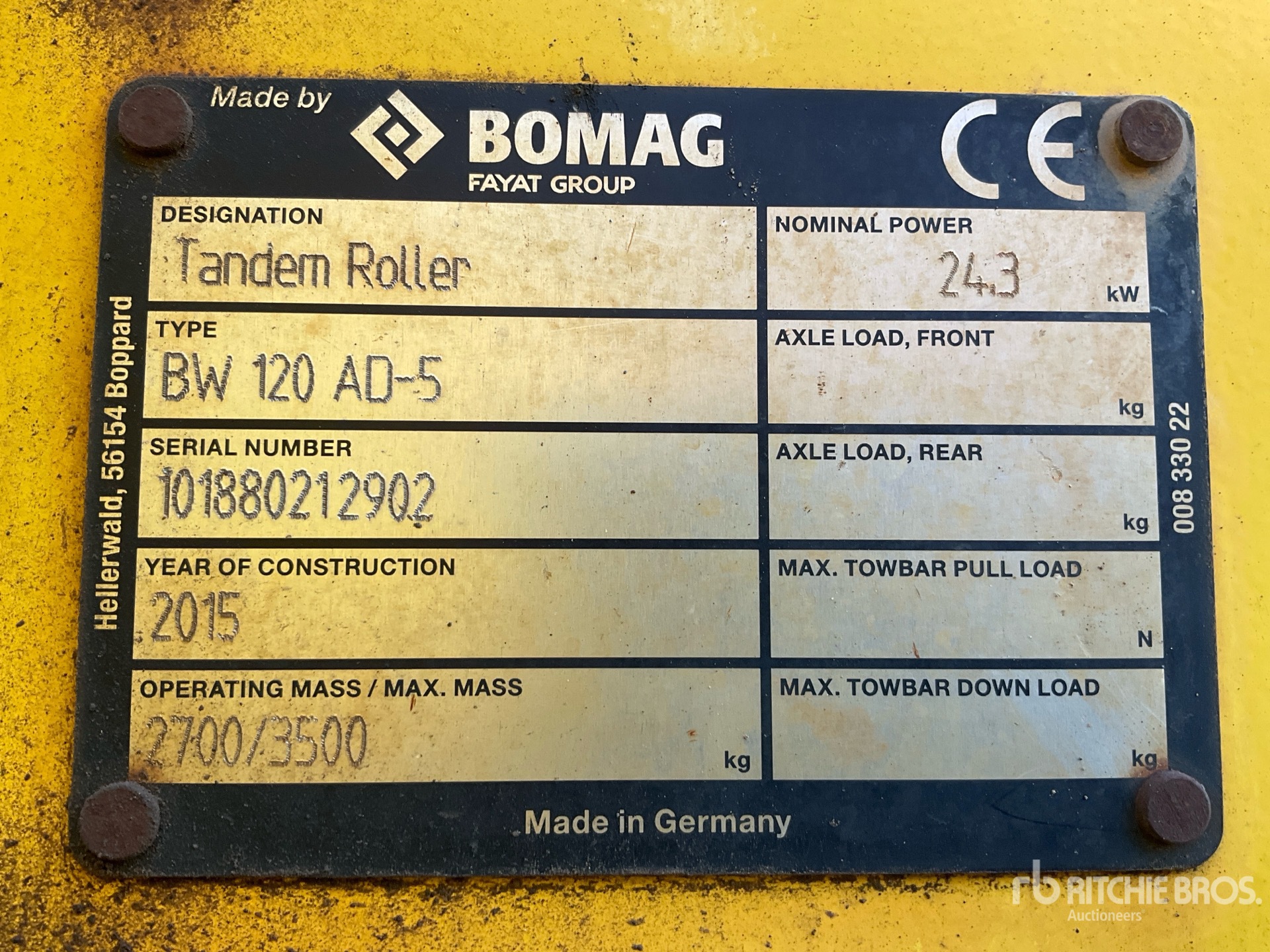 General Appearance with Serial Number / VIN