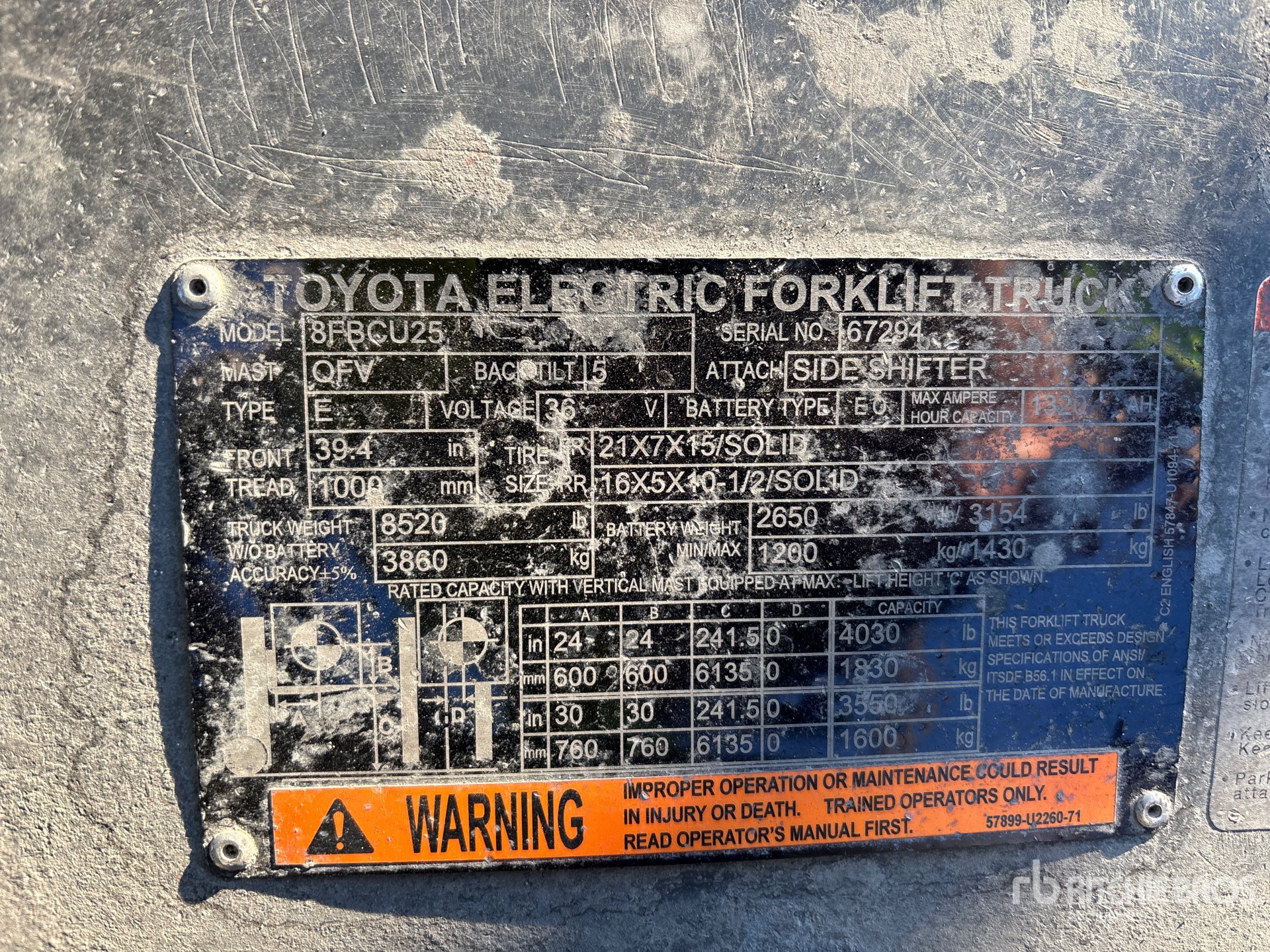 General Appearance with Serial Number / VIN