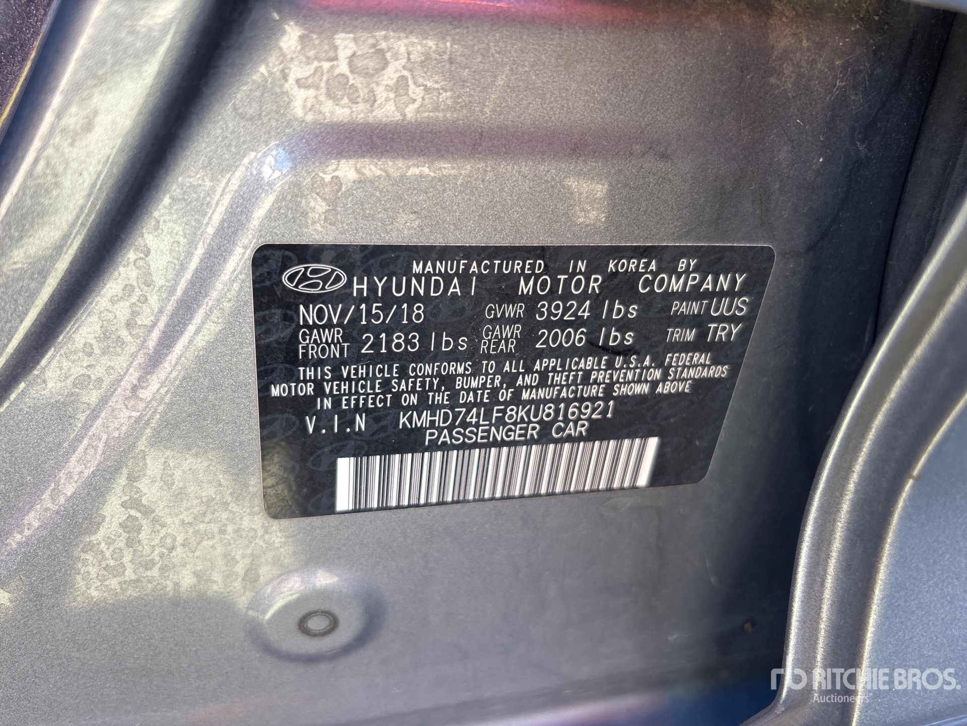 General Appearance with Serial Number / VIN