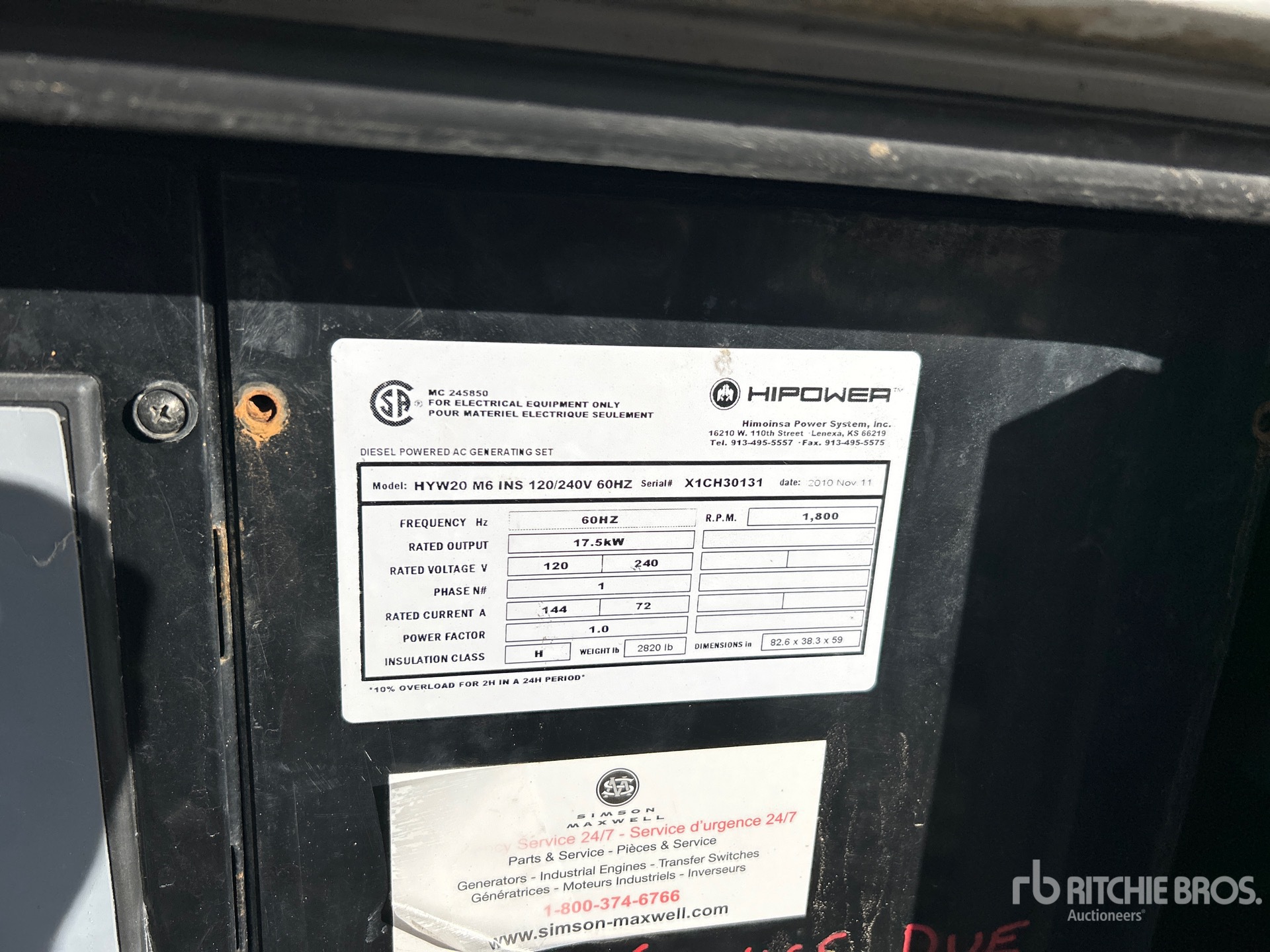 General Appearance with Serial Number / VIN