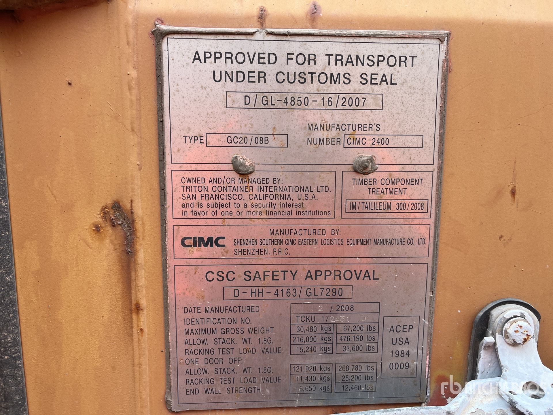 General Appearance with Serial Number / VIN