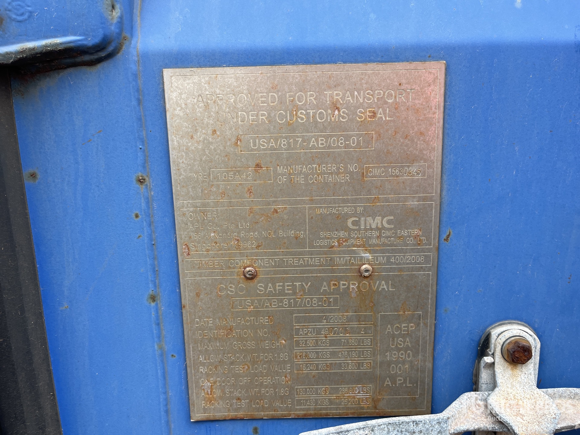 General Appearance with Serial Number / VIN