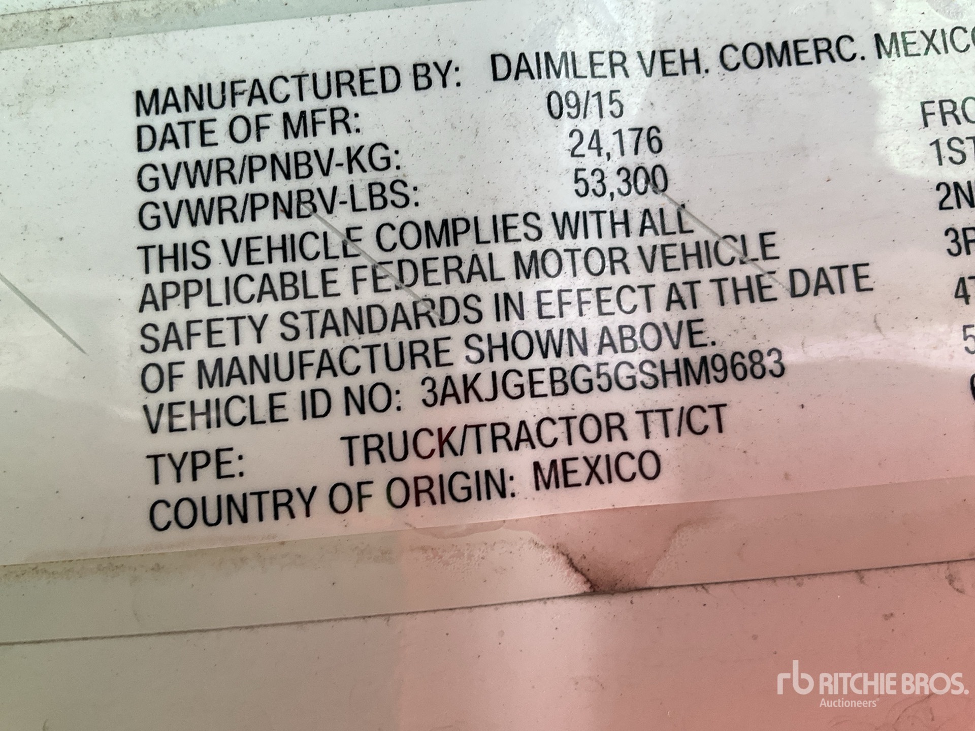 General Appearance with Serial Number / VIN