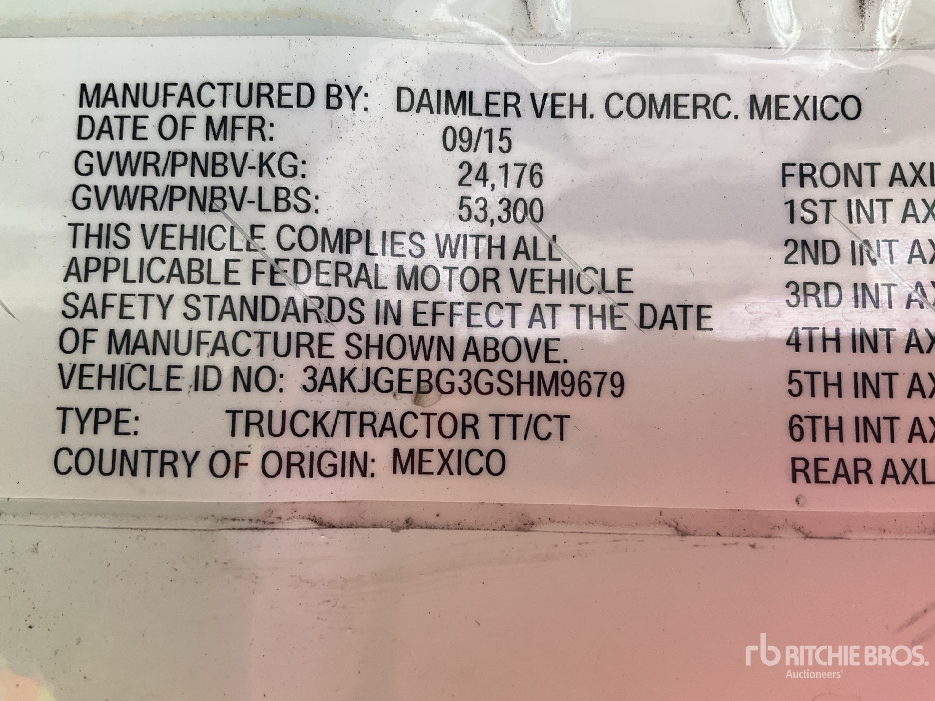 General Appearance with Serial Number / VIN