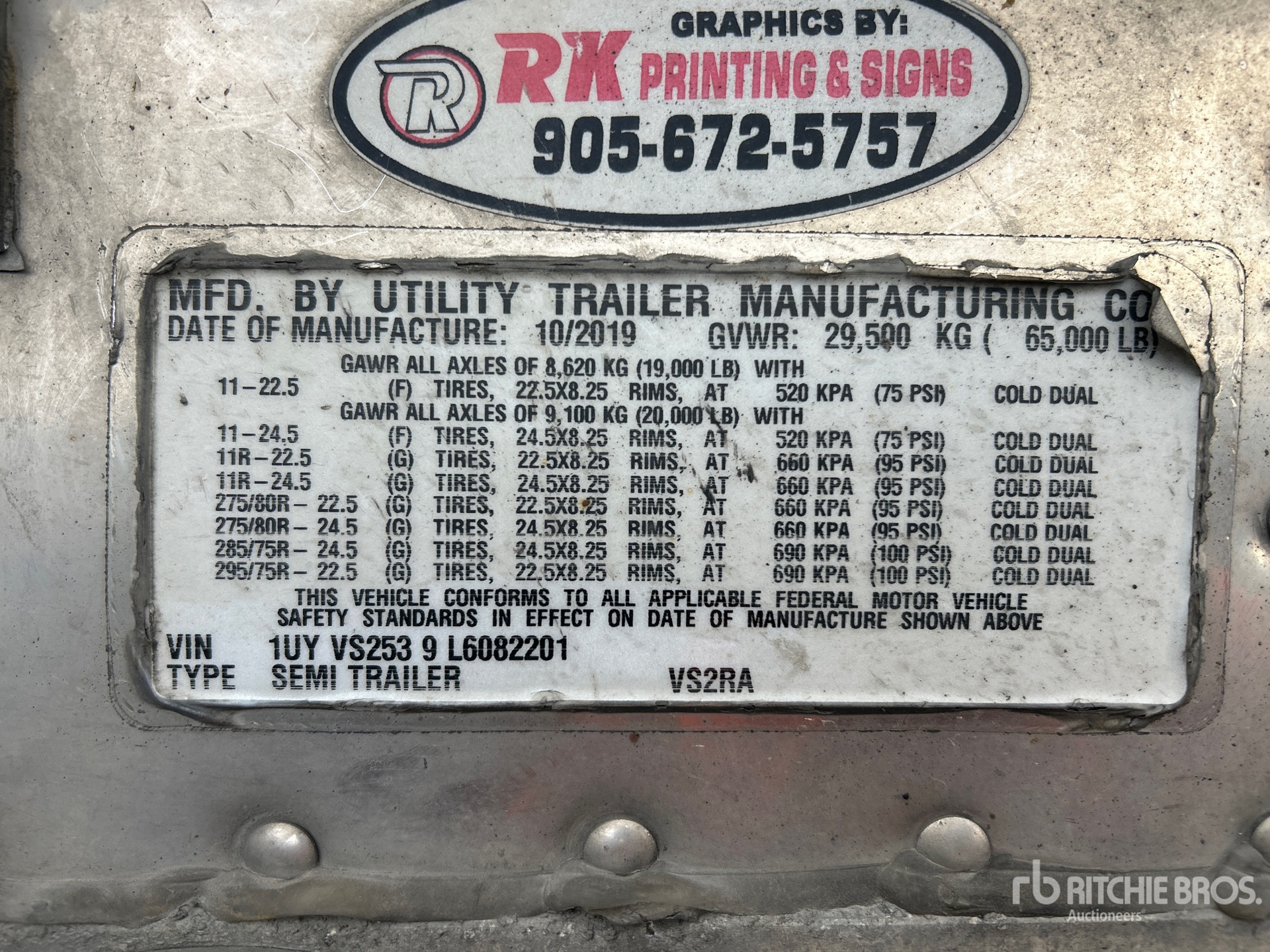 General Appearance with Serial Number / VIN