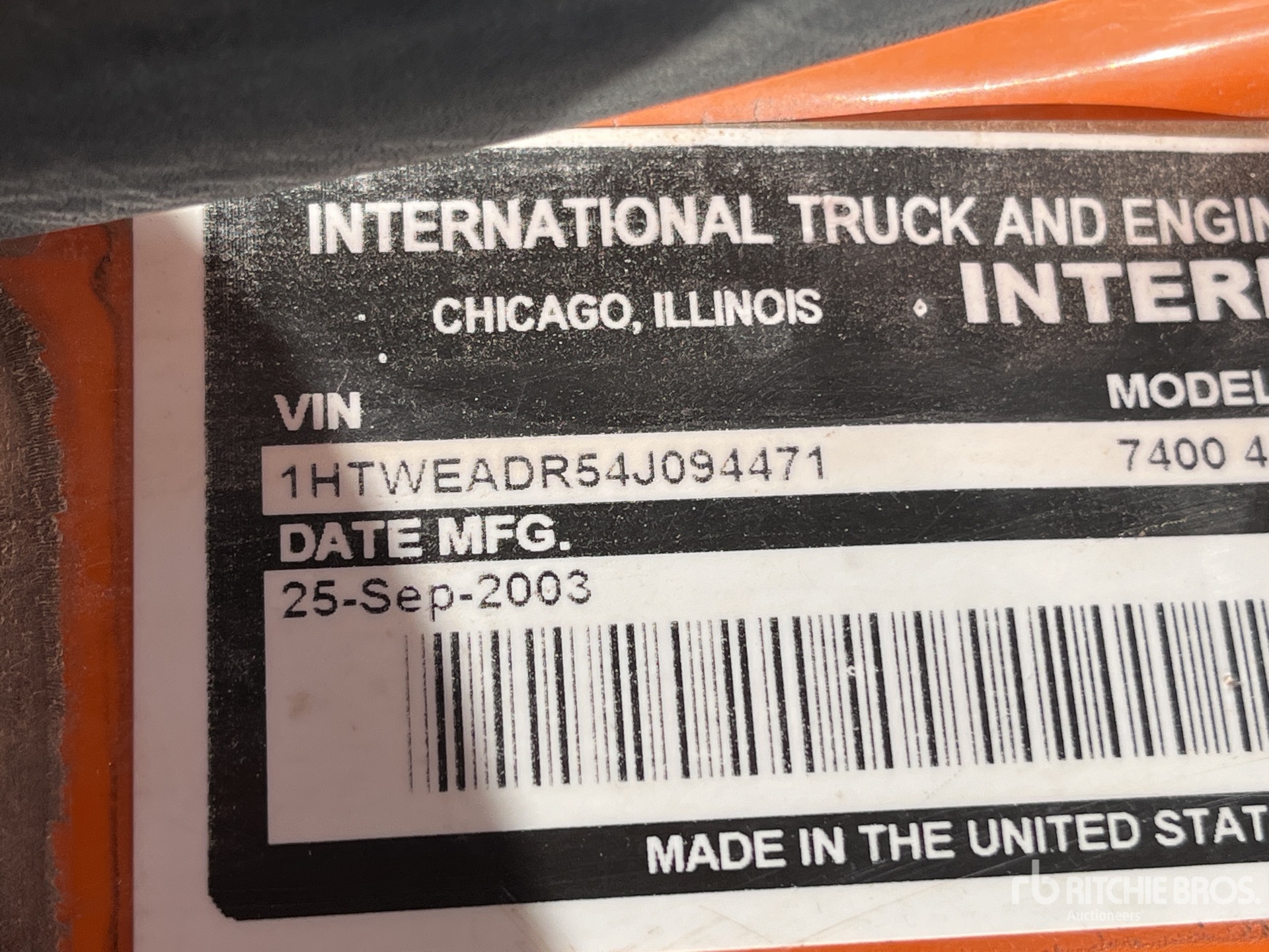 General Appearance with Serial Number / VIN