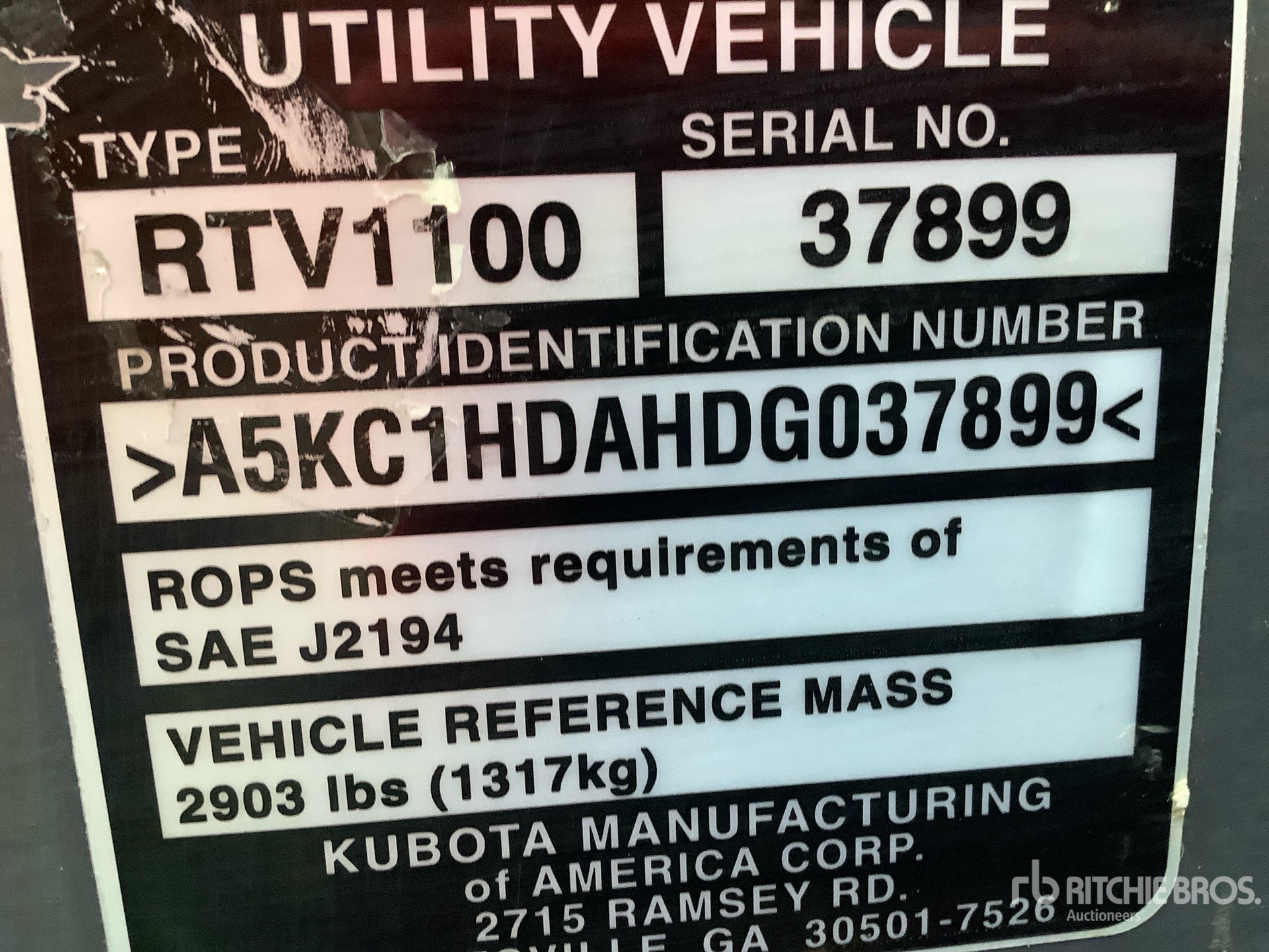 General Appearance with Serial Number / VIN