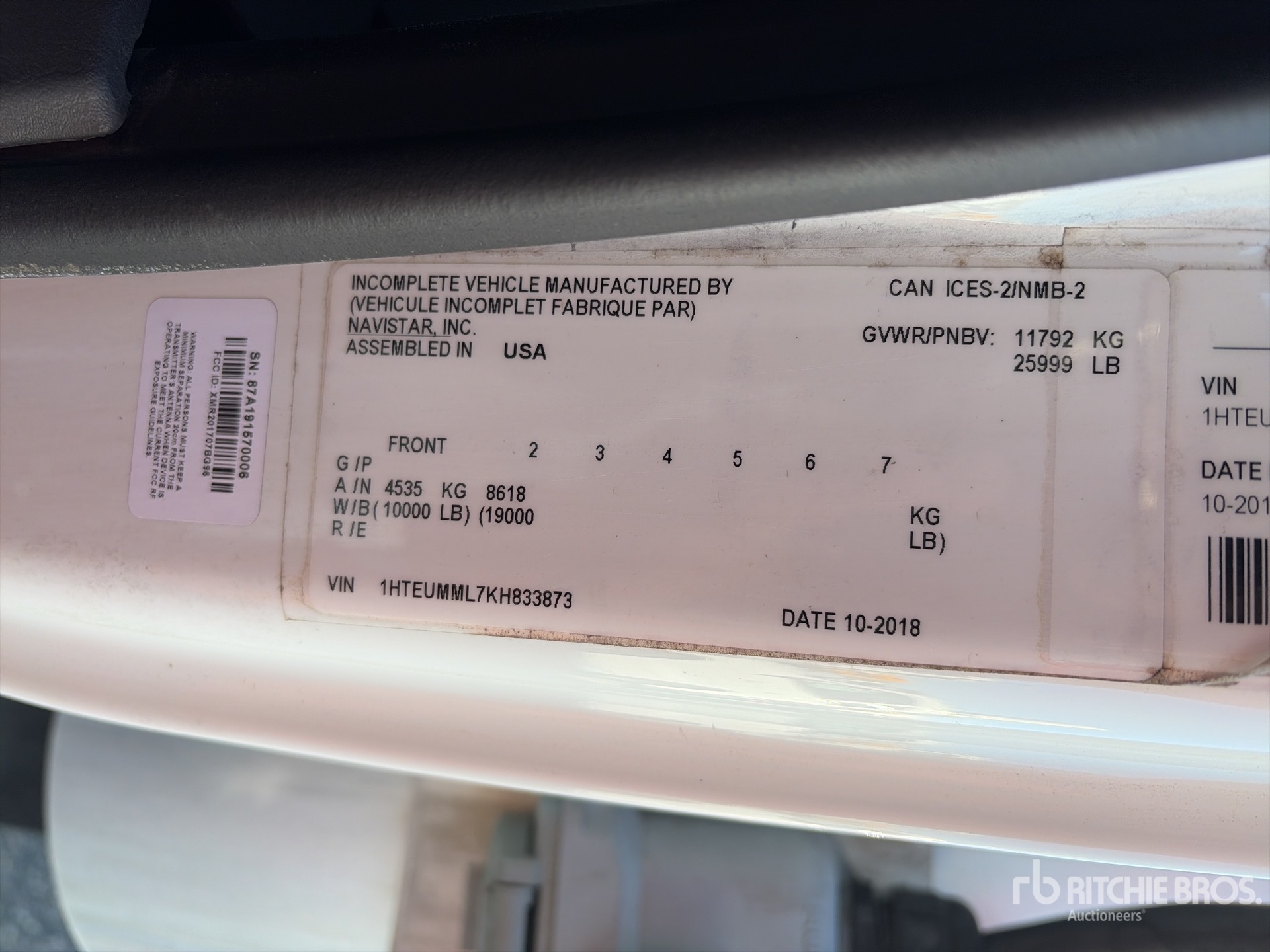 General Appearance with Serial Number / VIN