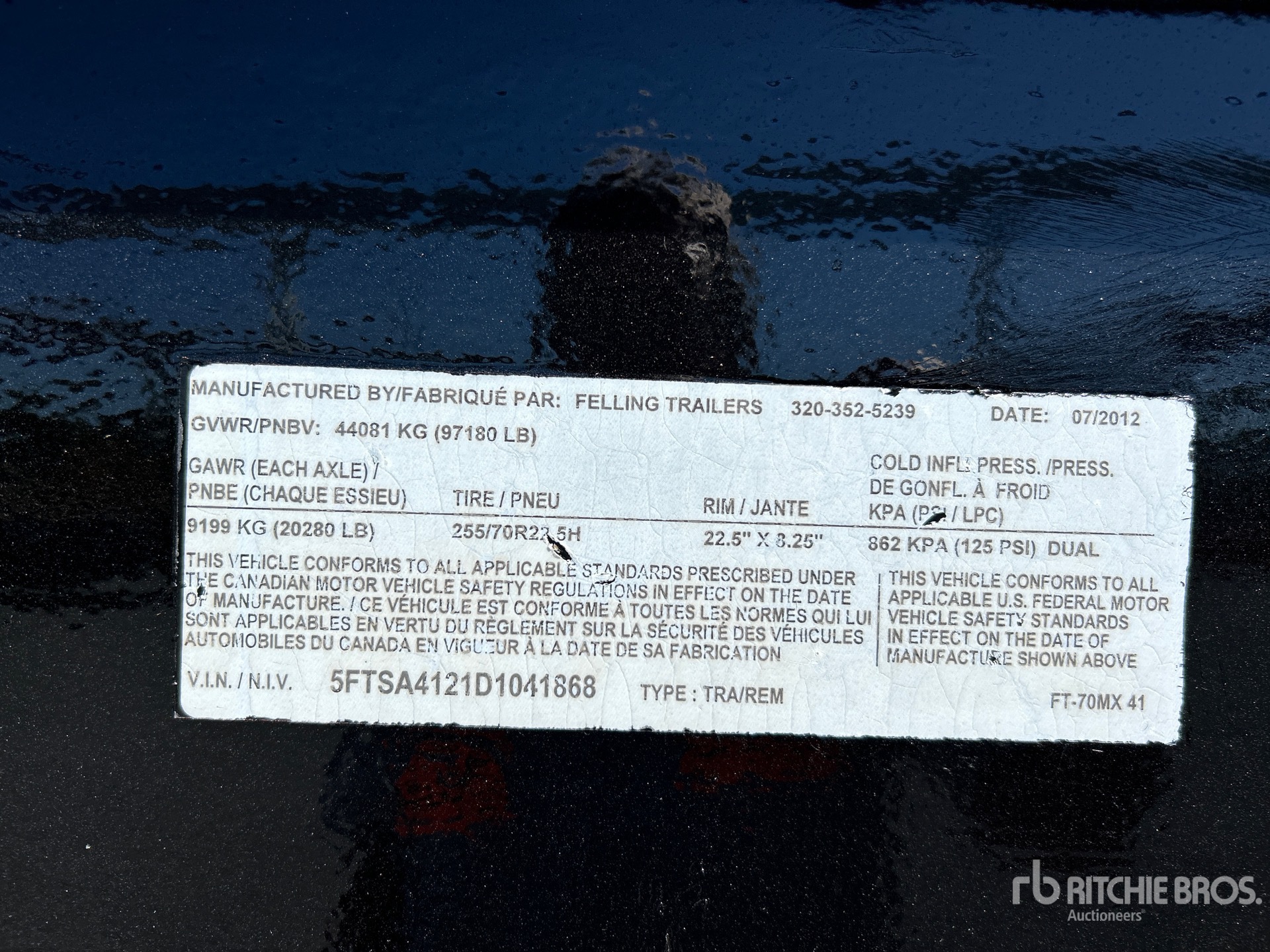 General Appearance with Serial Number / VIN