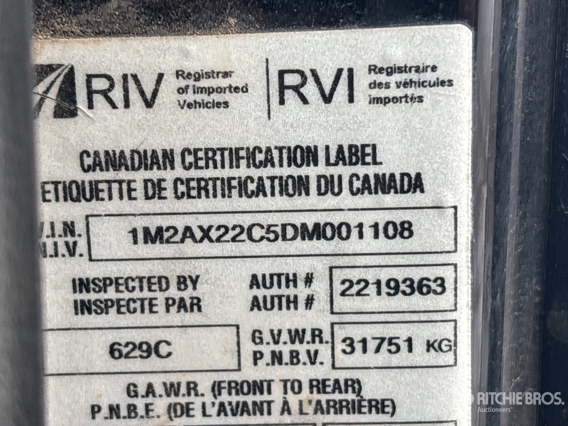 General Appearance with Serial Number / VIN