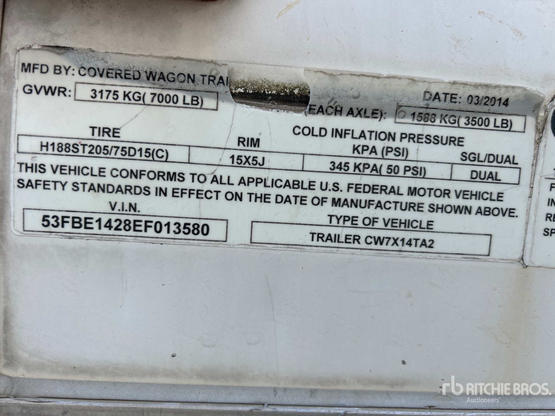 General Appearance with Serial Number / VIN