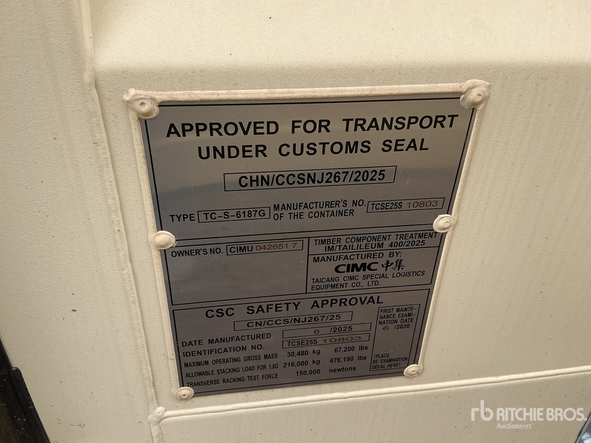 General Appearance with Serial Number / VIN