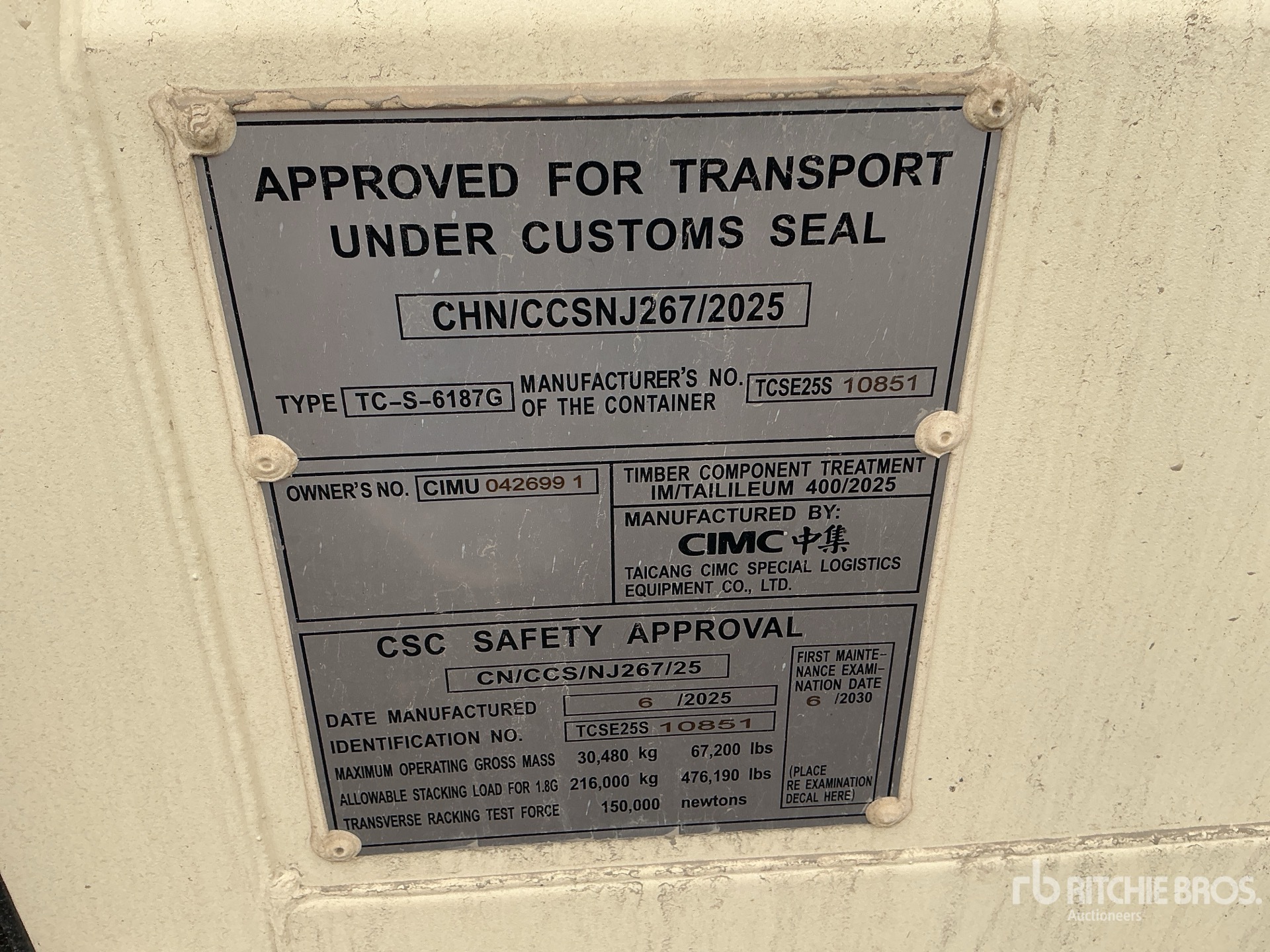 General Appearance with Serial Number / VIN